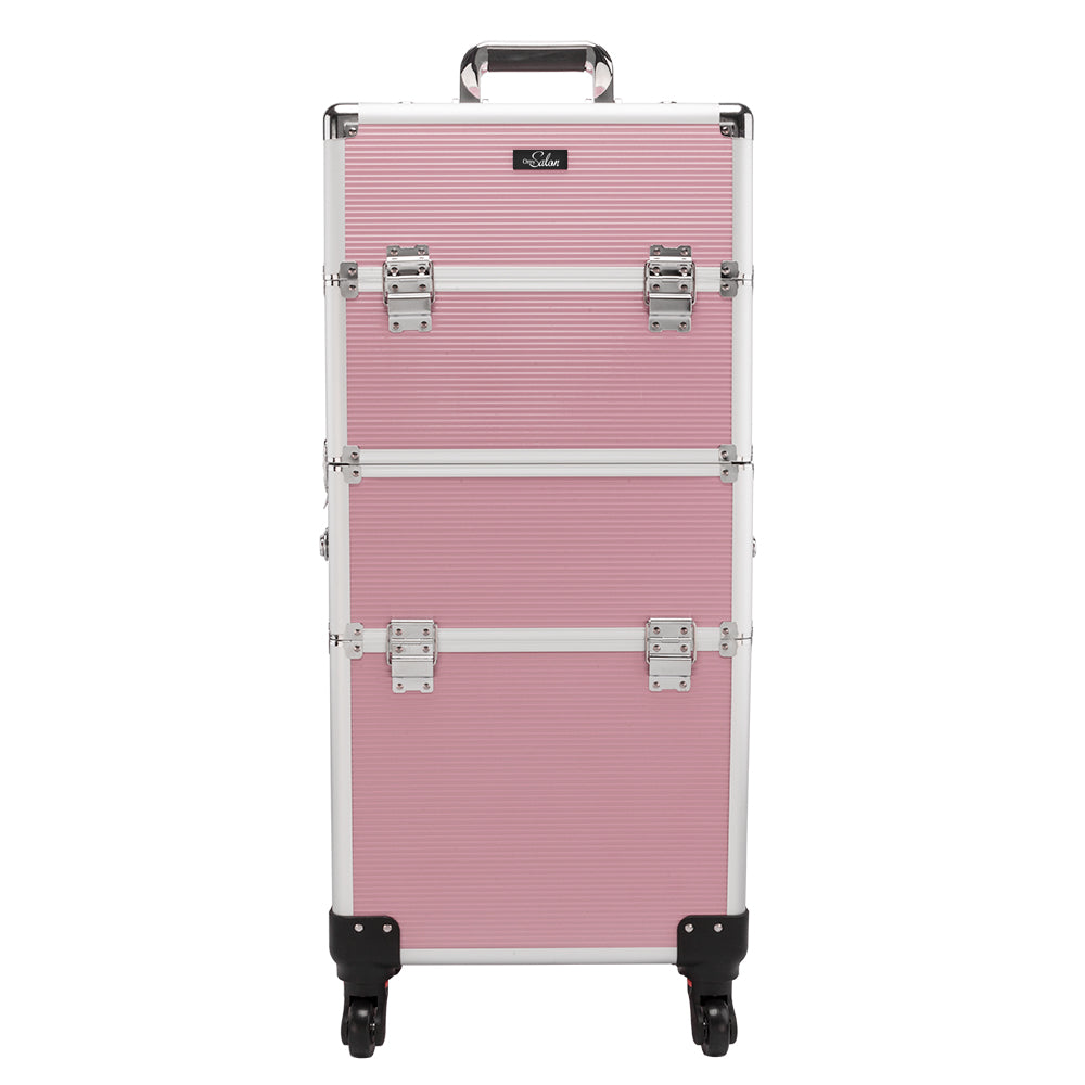 Omysalon MCA201 2-in-1 Aluminum Rolling Makeup Cosmetic Organizer Train Case