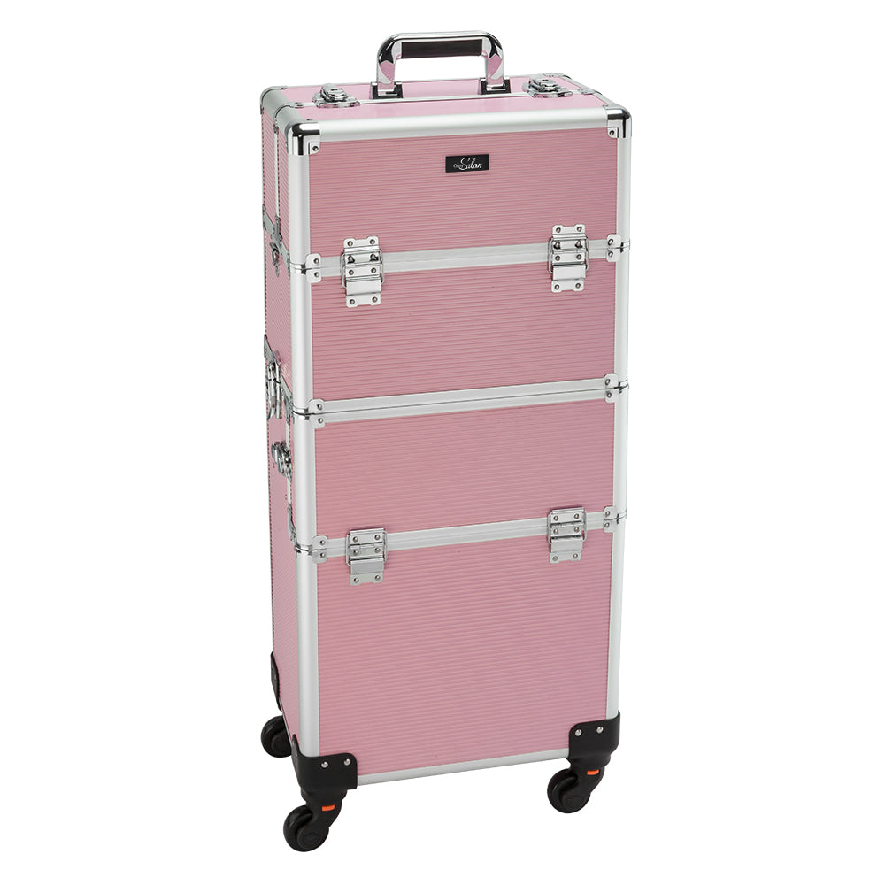 Omysalon MCA201 2-in-1 Aluminum Rolling Makeup Cosmetic Organizer Train Case