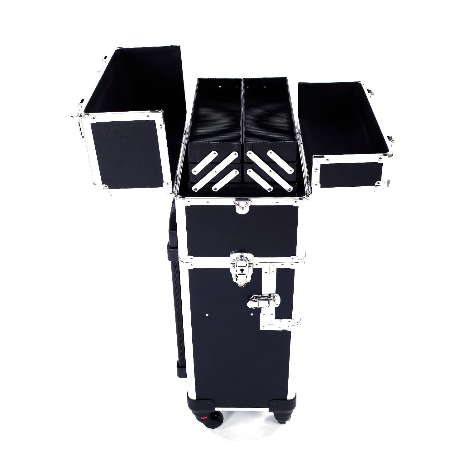 Omysalon MCA301 2-in-1 Aluminum Rolling Makeup Train Organizer