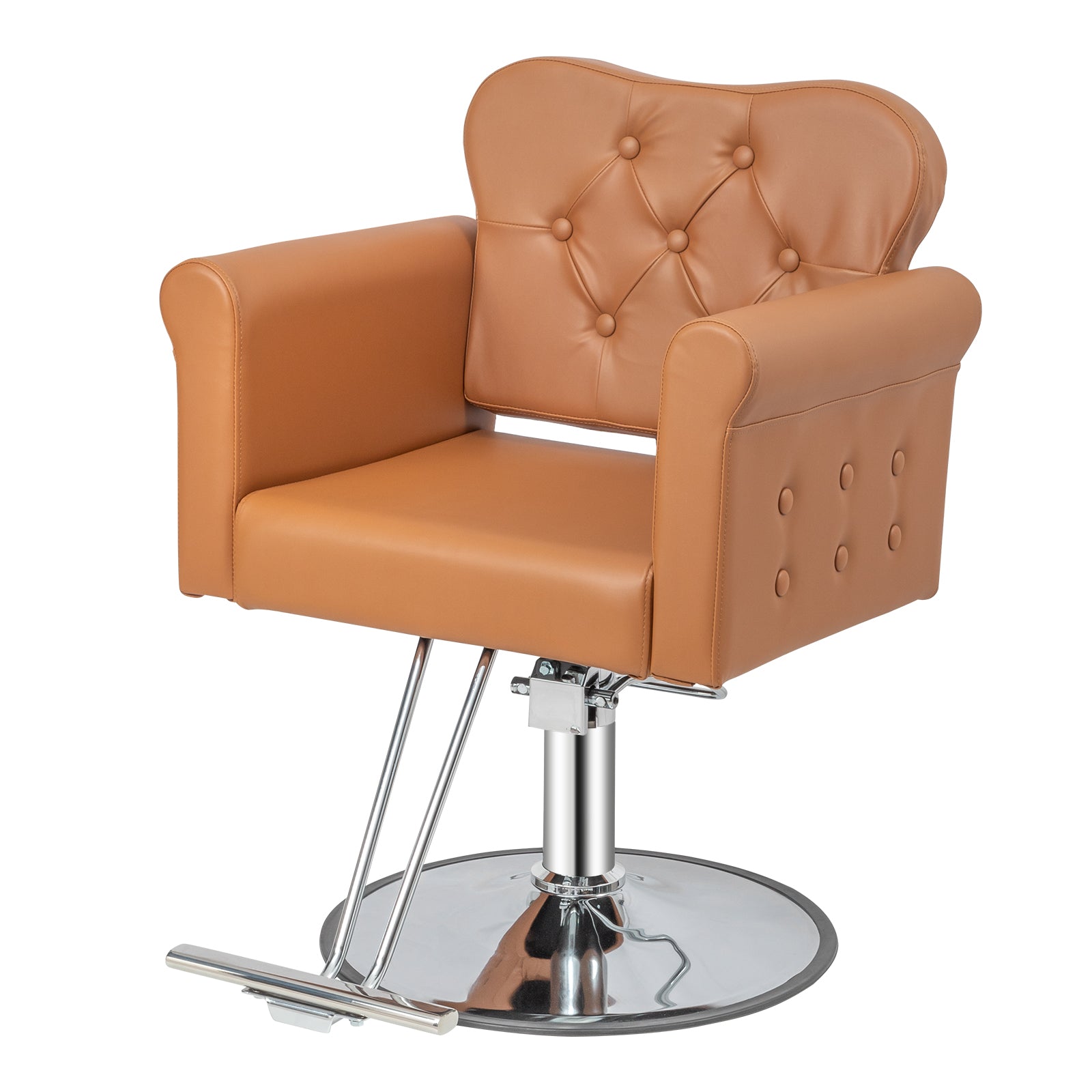 OmySalon SC2701 Heavy Duty Hydraulic Swivel Hair Stylist Salon Chair w/Button Tufting and Curved Backrest