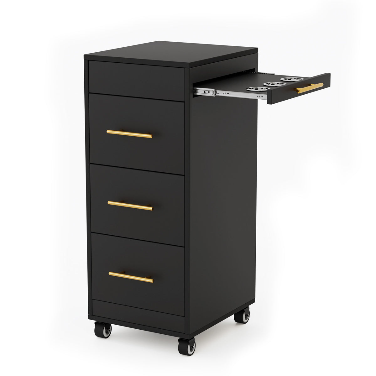 OmySalon ST1601 Wooden Mobile Salon Trolley Cart w/Wheels & 3 Drawers