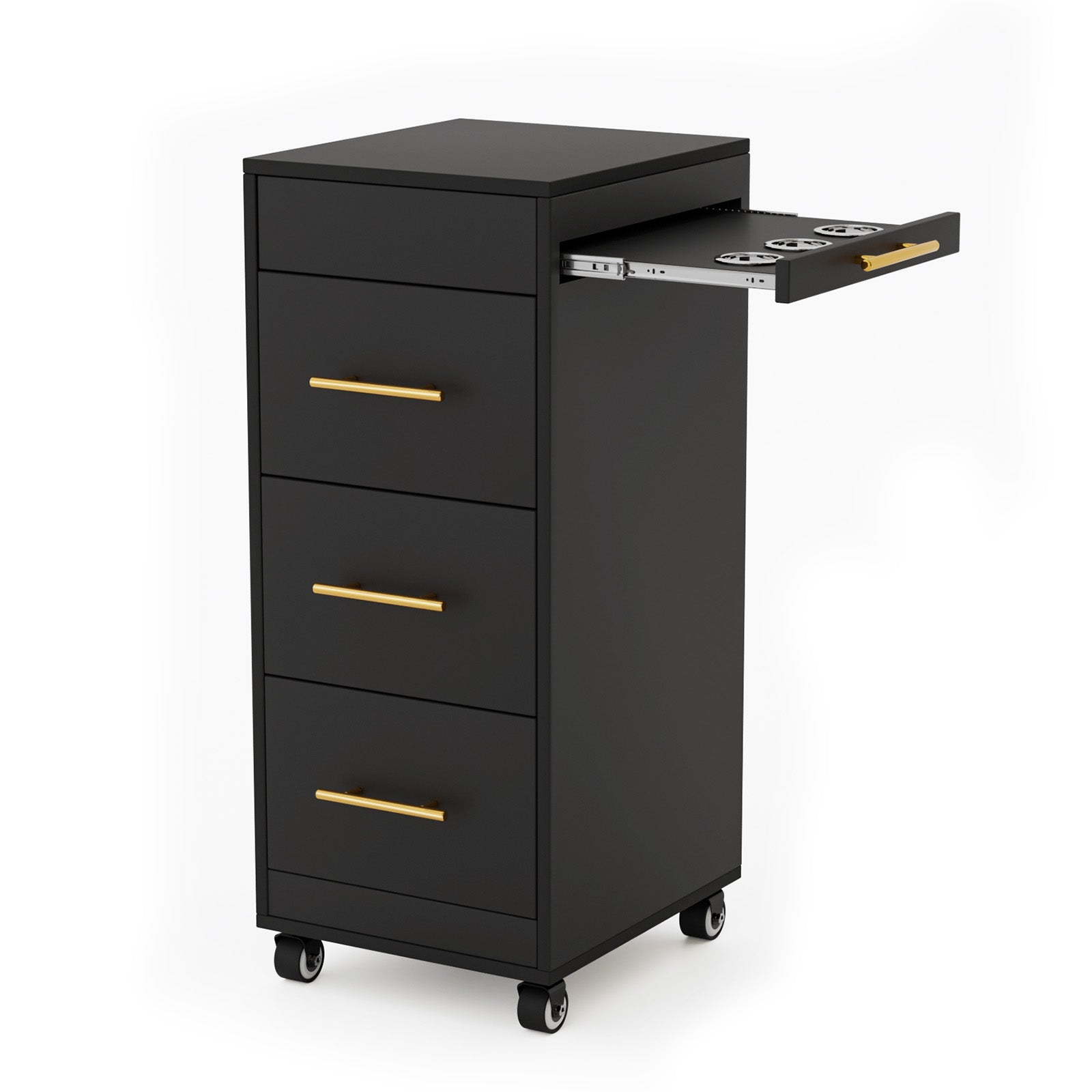 OmySalon ST1601 Wooden Mobile Salon Trolley Cart w/Wheels & 3 Drawers