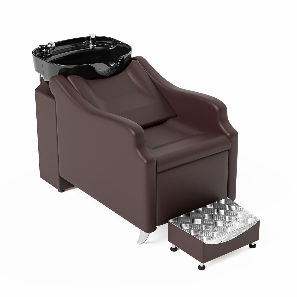 OmySalon BU1301 Salon Shampoo Bowl and Chair Backwash Unit with Extra Large Ceramic Bowl & Freestanding Ottoman