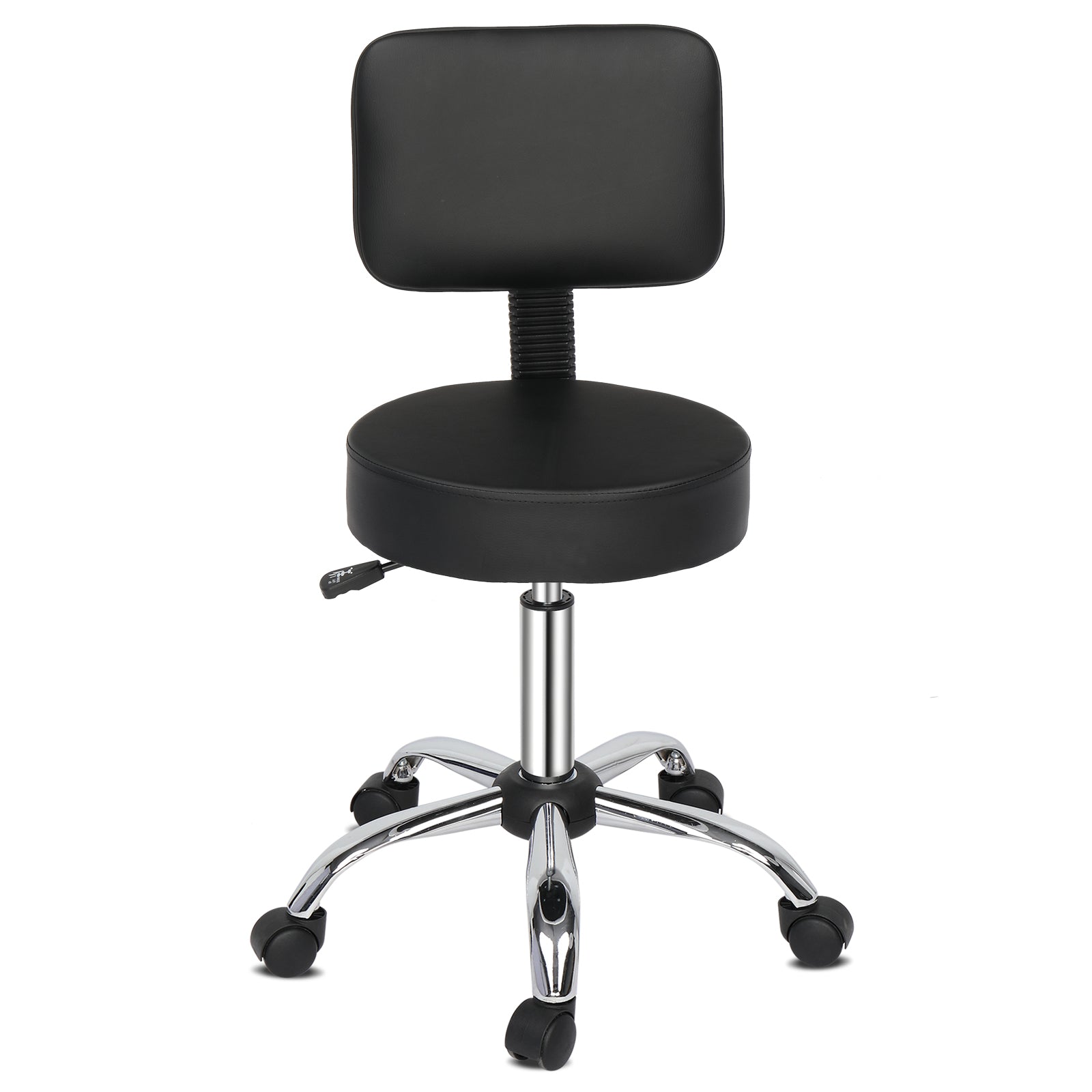 OmySalon Modern Height Adjustable Rotation Salon Round Bar Stool with Back