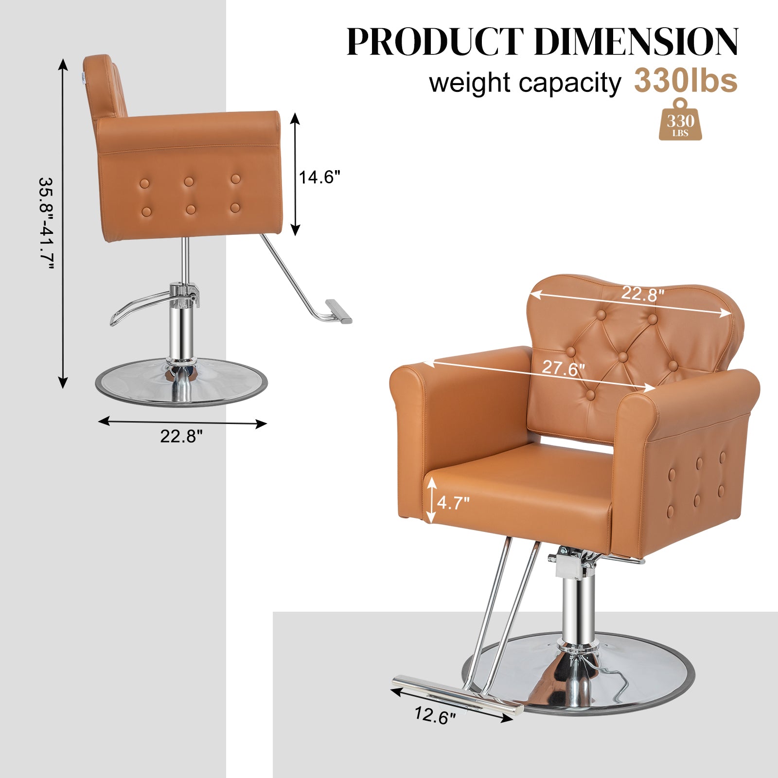 OmySalon SC2701 Heavy Duty Hydraulic Swivel Hair Stylist Salon Chair w/Button Tufting and Curved Backrest