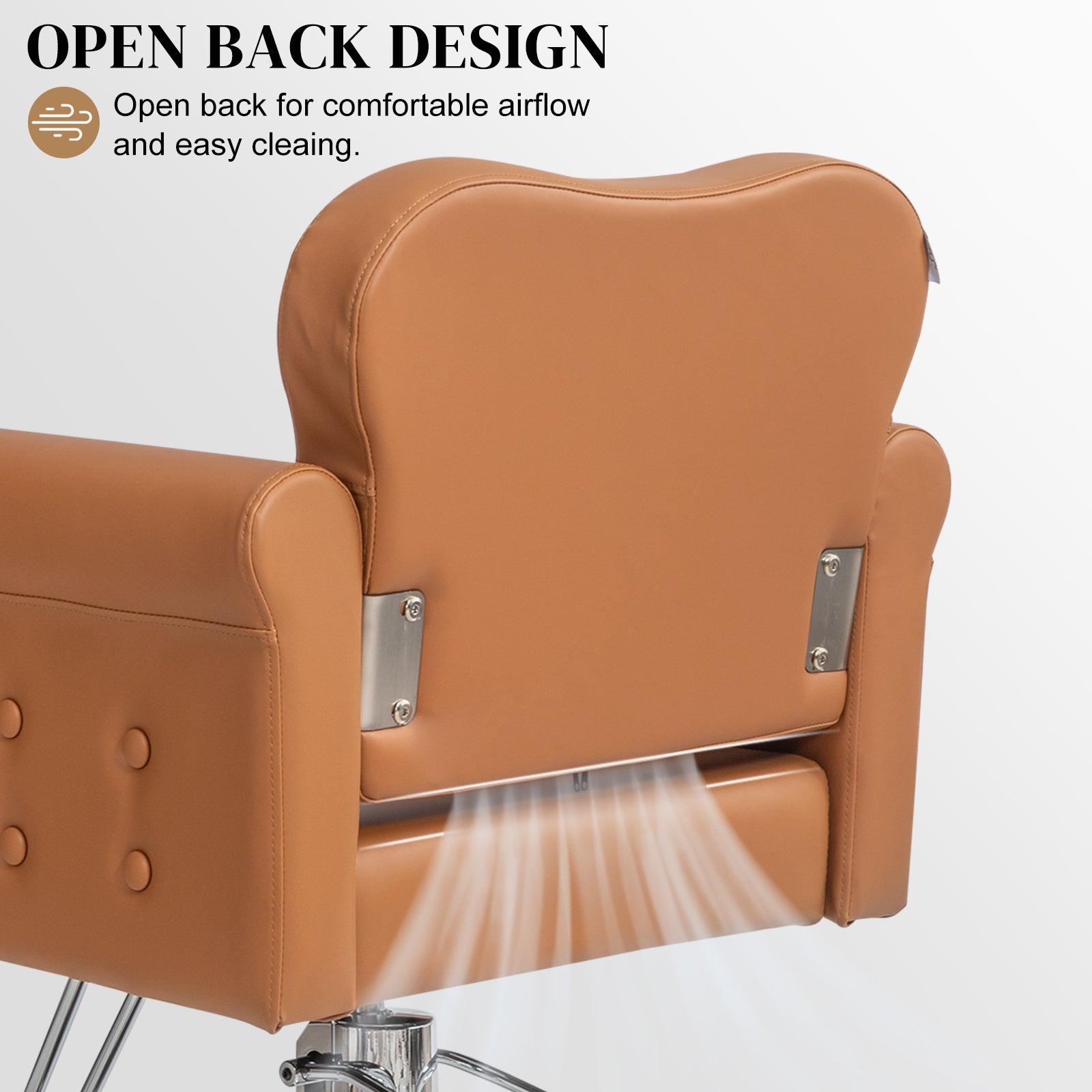 OmySalon SC2701 Heavy Duty Hydraulic Swivel Hair Stylist Salon Chair w/Button Tufting and Curved Backrest