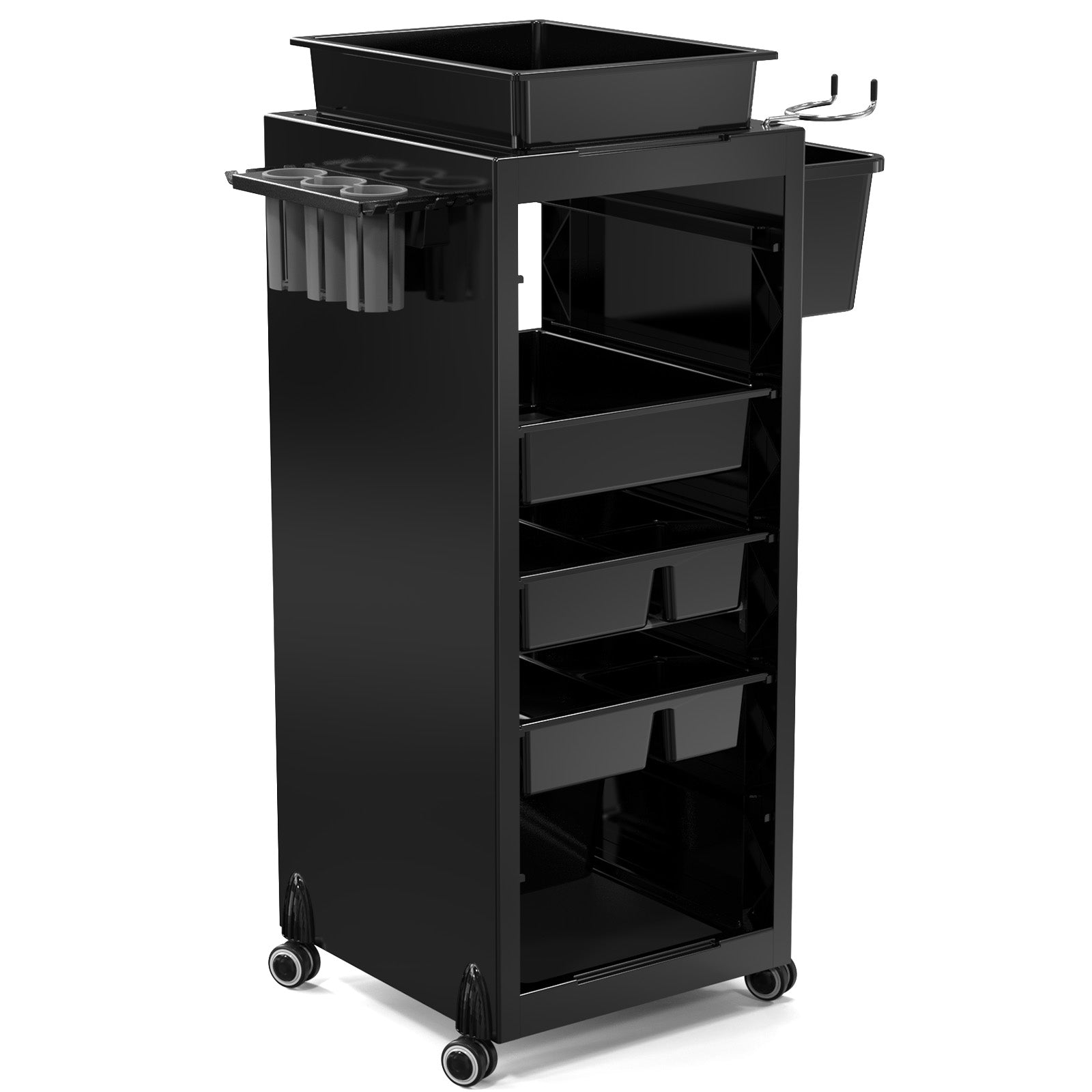 OmySalon ST1801 Rolling Salon Trolley Cart w/Wheels & 6 Drawers Hair Dryer Holders