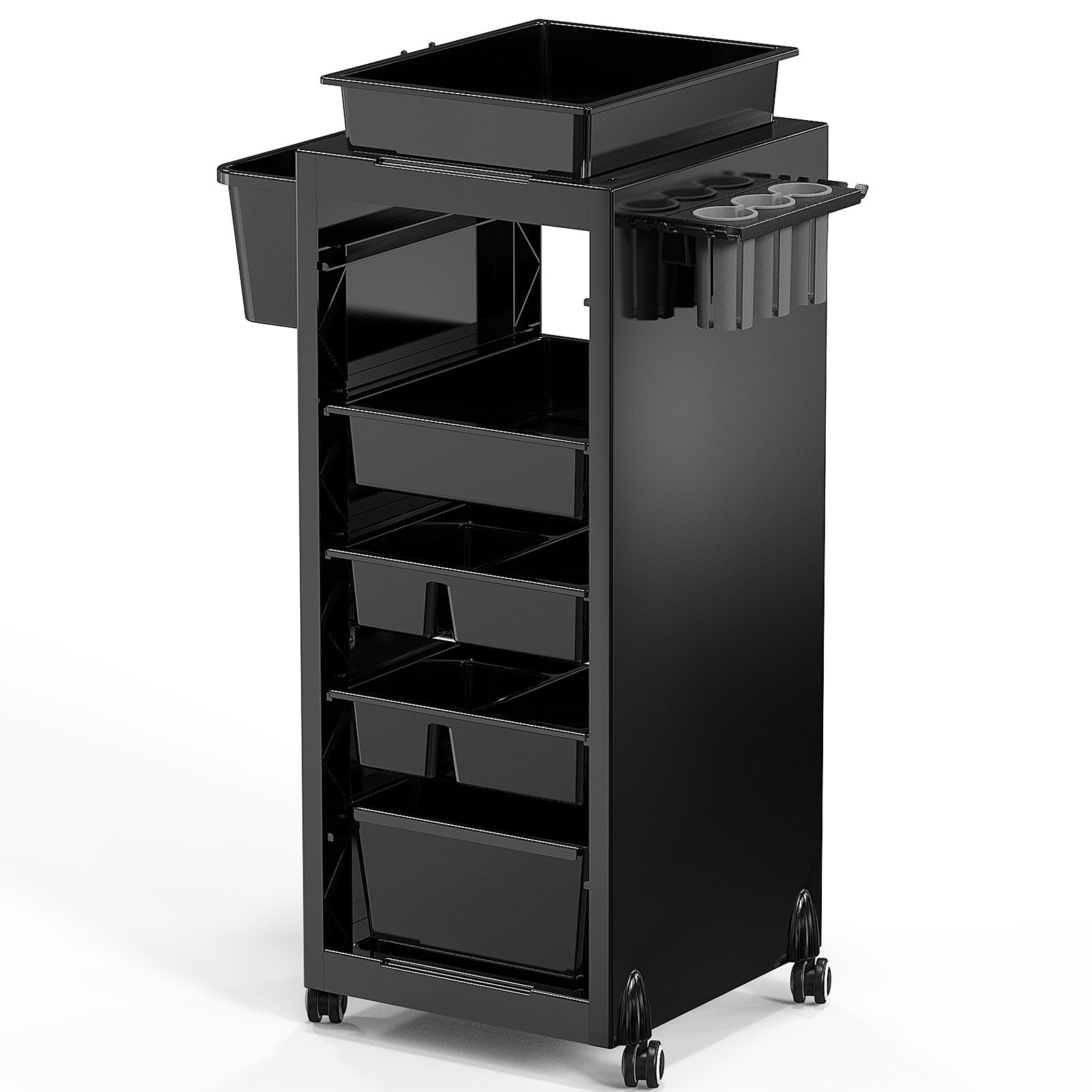 OmySalon ST1801 Rolling Salon Trolley Cart w/Wheels & 6 Drawers Hair Dryer Holders