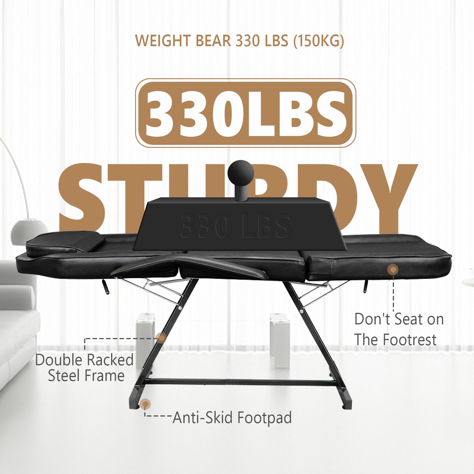 OmySalon 73in Facial Massage Bed with Adjustable Hydraulic Stool Tattoo Chair w/25 Pcs Disposable Sheets Black