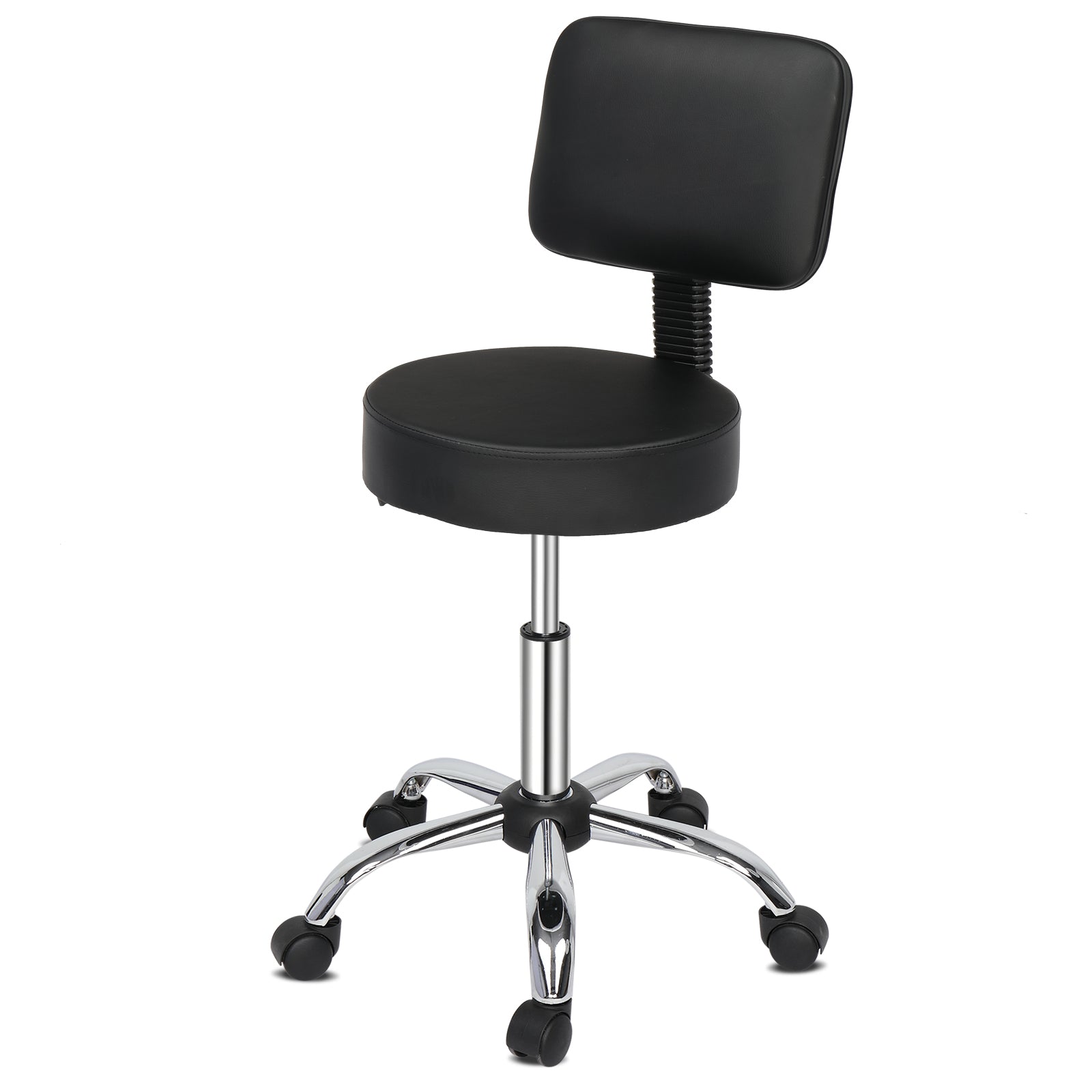 OmySalon Modern Height Adjustable Rotation Salon Round Bar Stool with Back