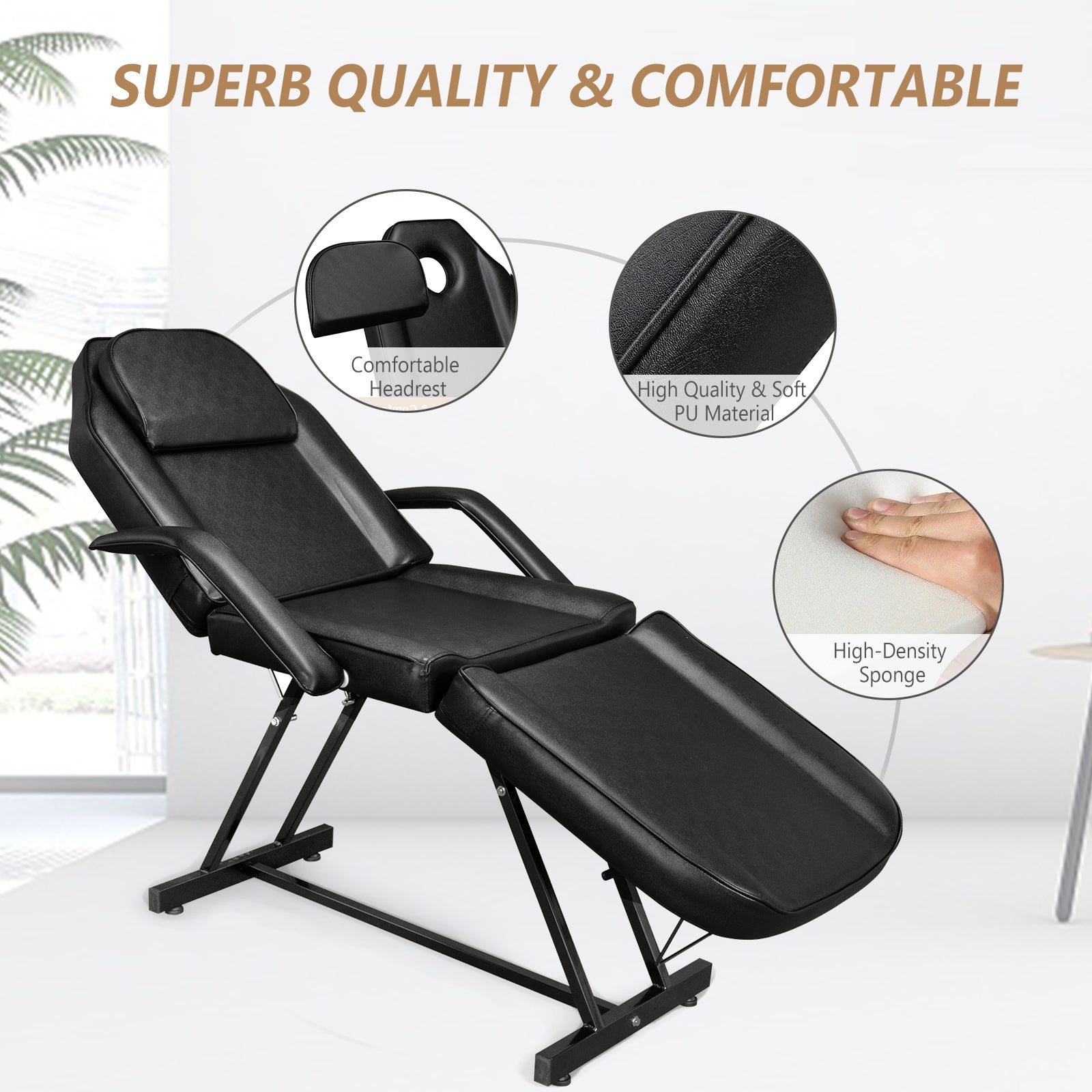 OmySalon SBWS 73in Adjustable Facial Massage Bed w/Hydraulic Rotating Stool