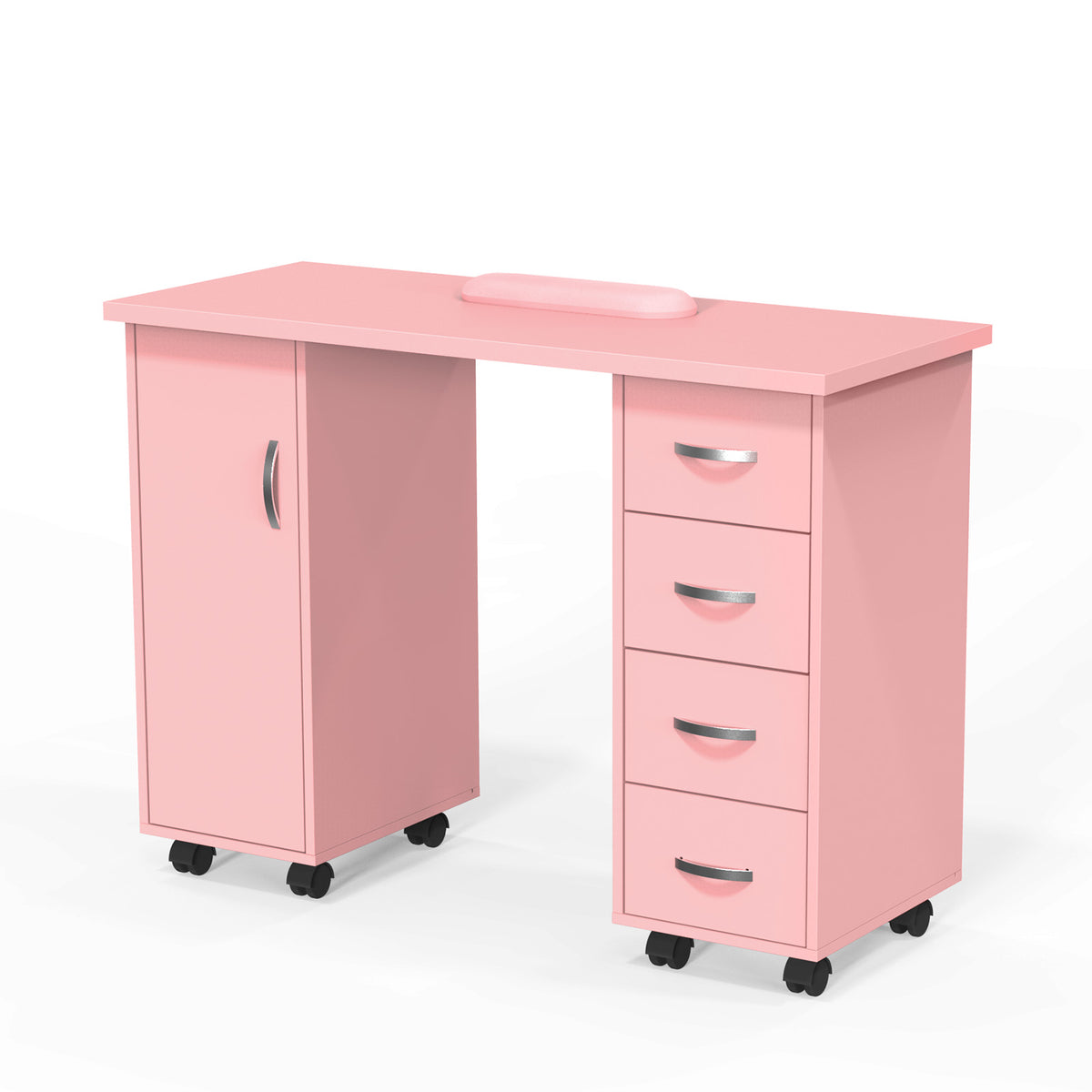OmySalon WMT Nail Manicure Table w/Wrist Rest & 1 Side Cabinet 4 Drawers