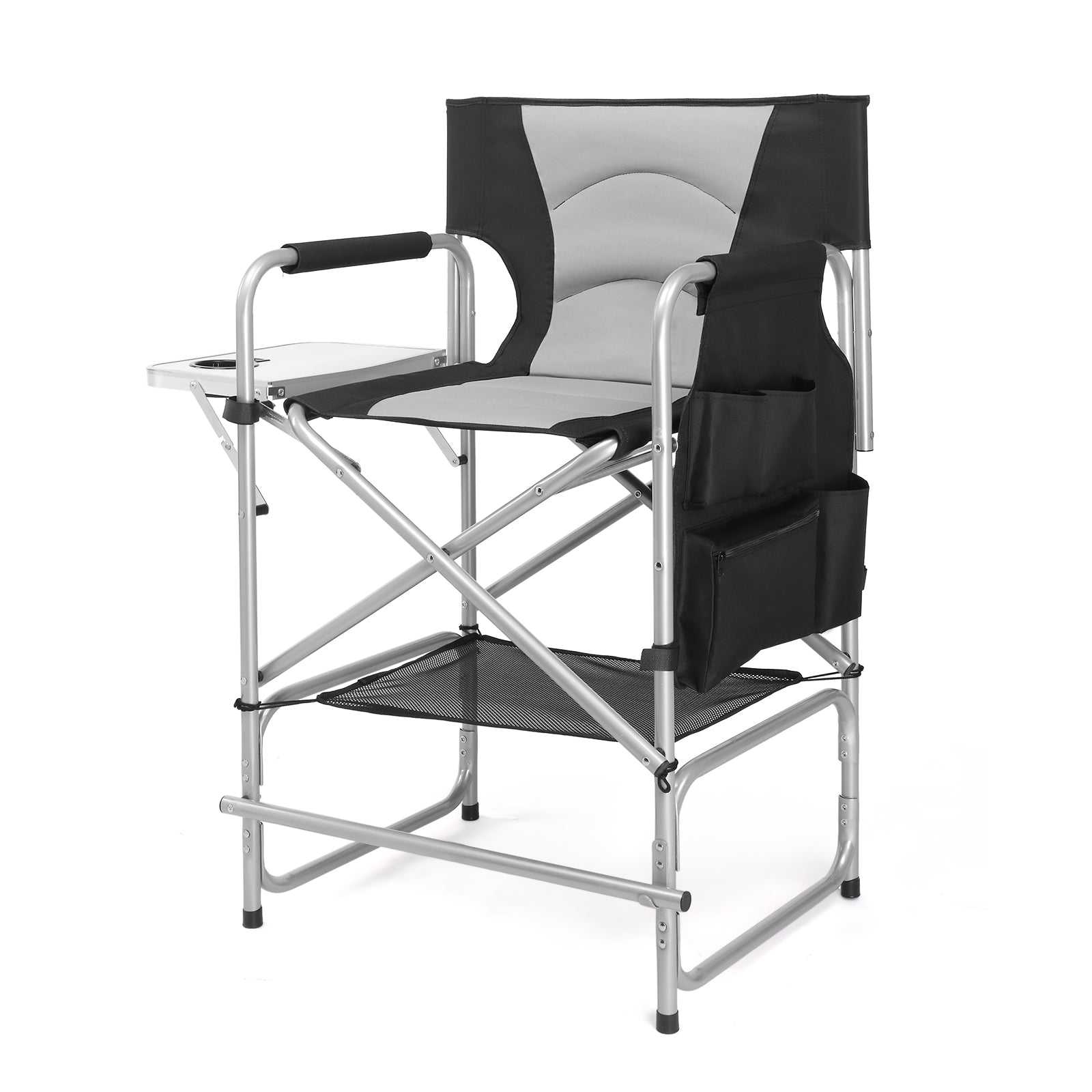 OmySalon Portable Folding Director Chair Makeup Artist Chair with Side Table 22in/26in/30in