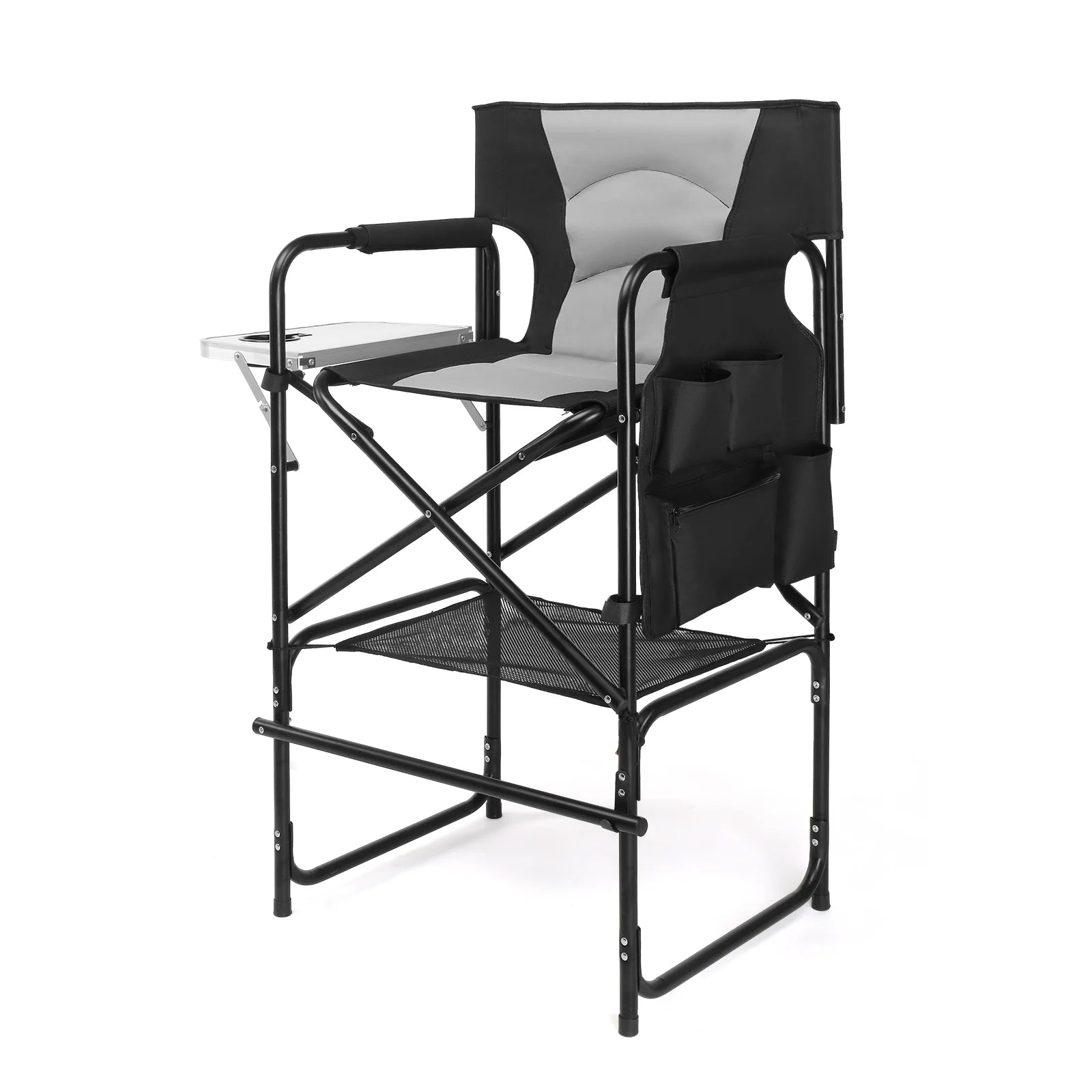 OmySalon Portable Folding Director Chair Makeup Artist Chair with Side Table 22in/26in/30in