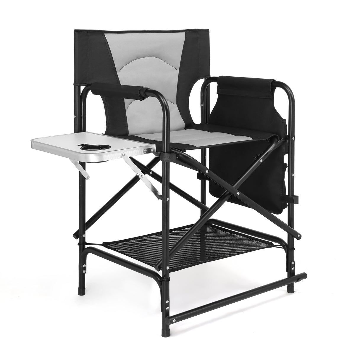 OmySalon Directors Chair Portable Folding Makeup Artist Chair with Side Table 22in/26in/30in