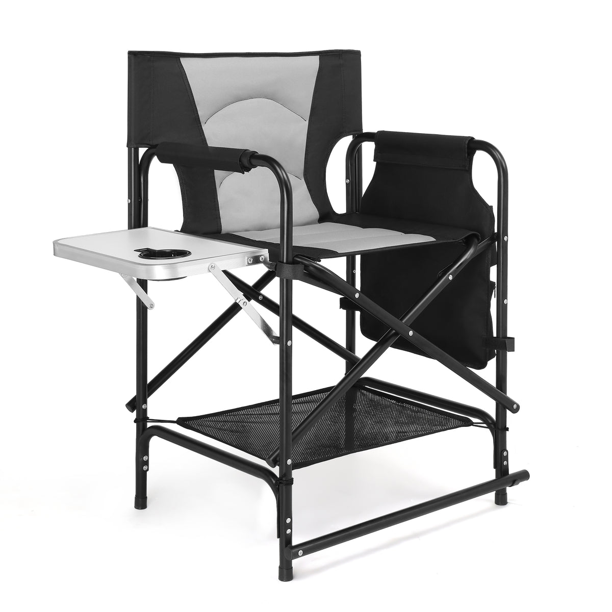 OmySalon Portable Folding Director Chair Makeup Artist Chair with Side Table 22in/26in/30in