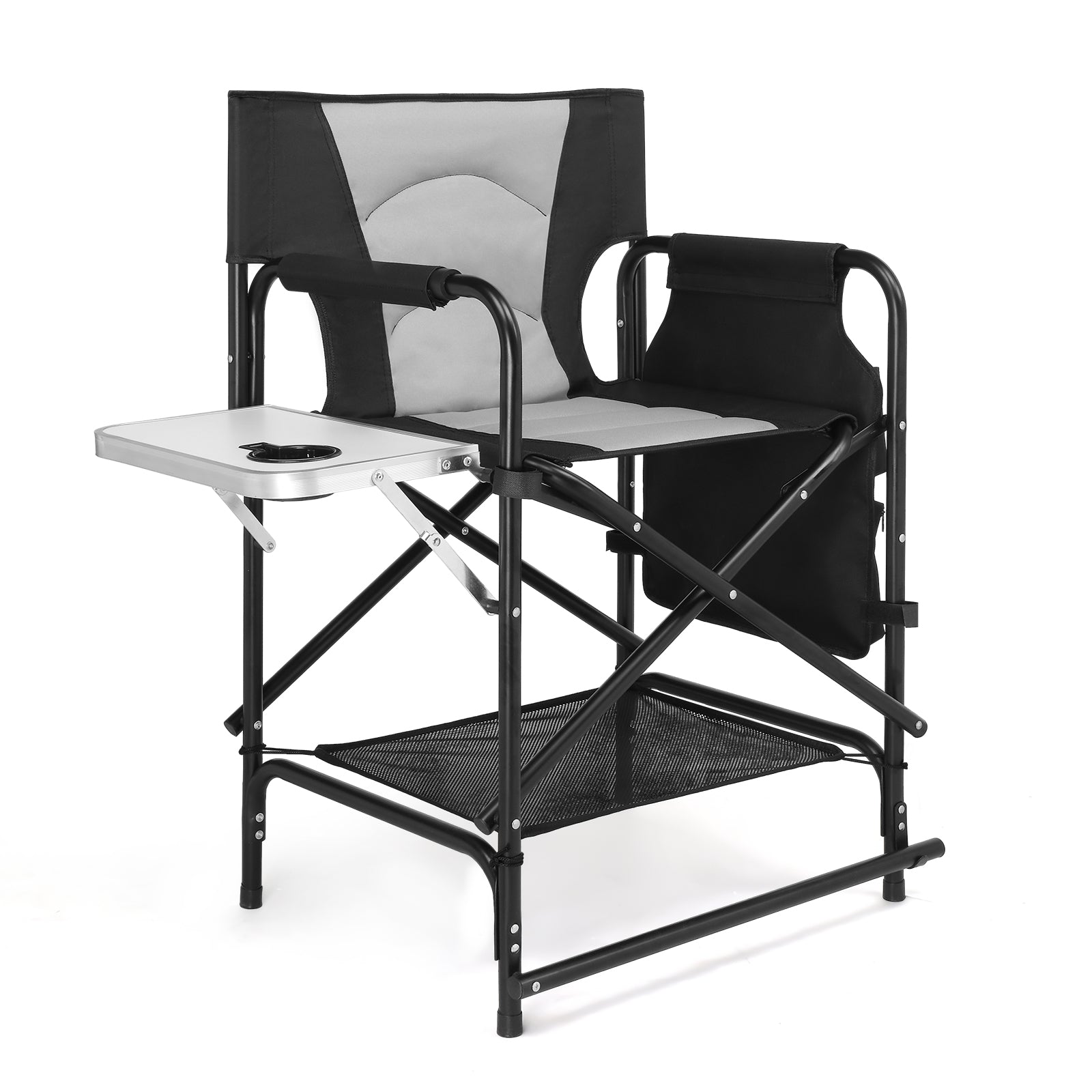 OmySalon Portable Folding Director Chair Makeup Artist Chair with Side Table 22in/26in/30in