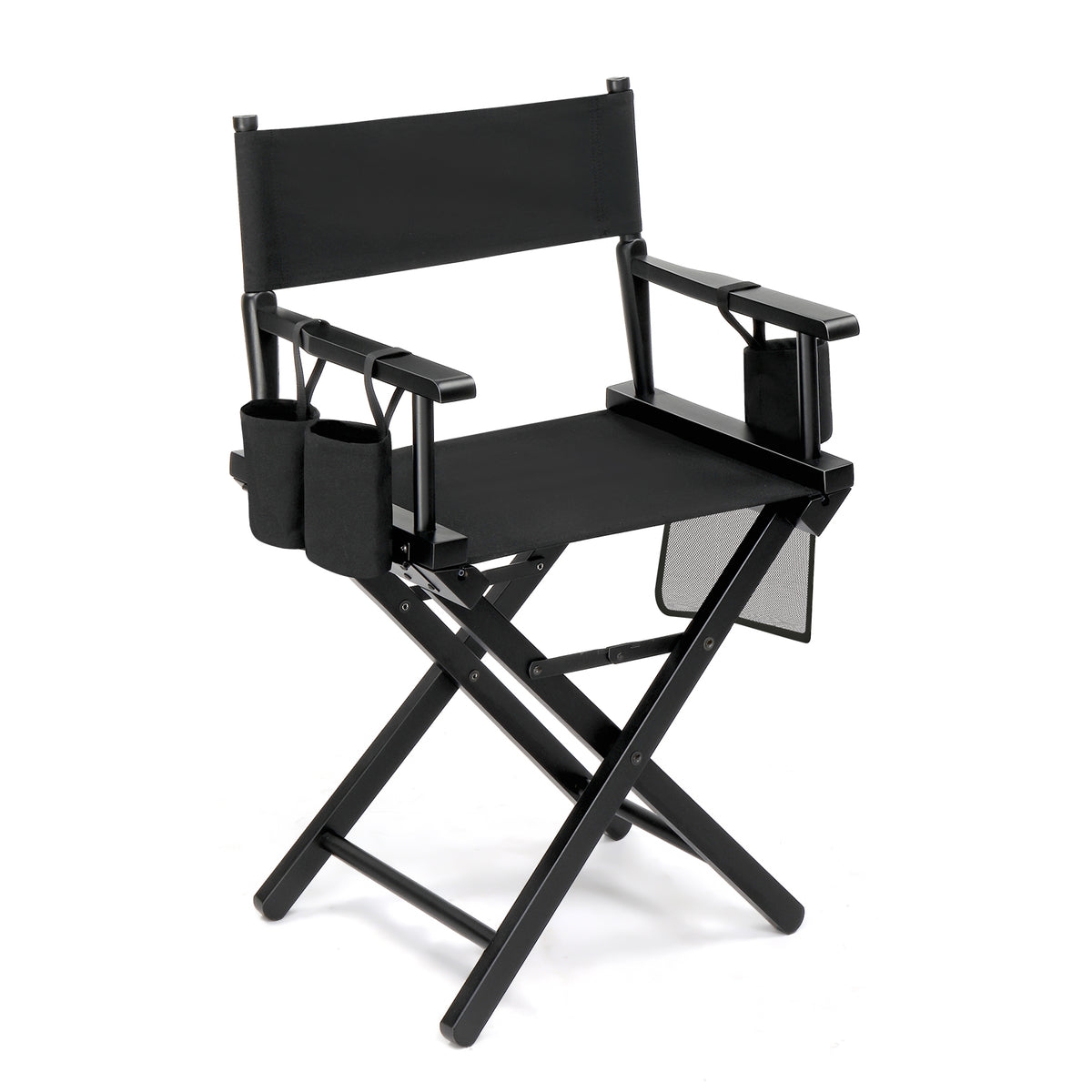 OmySalon Upgraded 18in Director Chair Folding Artist Makeup Chair with Storage Side Bags