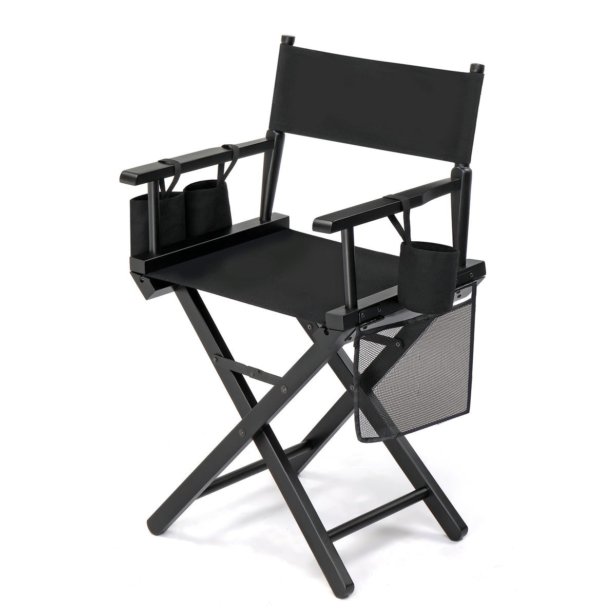 OmySalon Upgraded 18in Director Chair Folding Artist Makeup Chair with Storage Side Bags