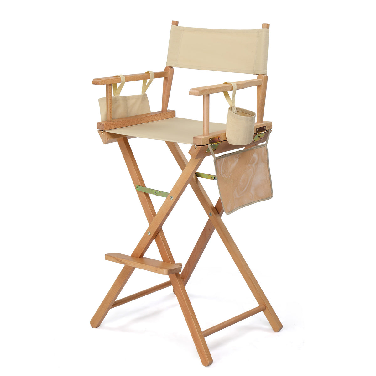 OmySalon Upgraded 31in Director Chair Folding Artist Makeup Chair with Storage Side Bags Replacement Cover Canvas