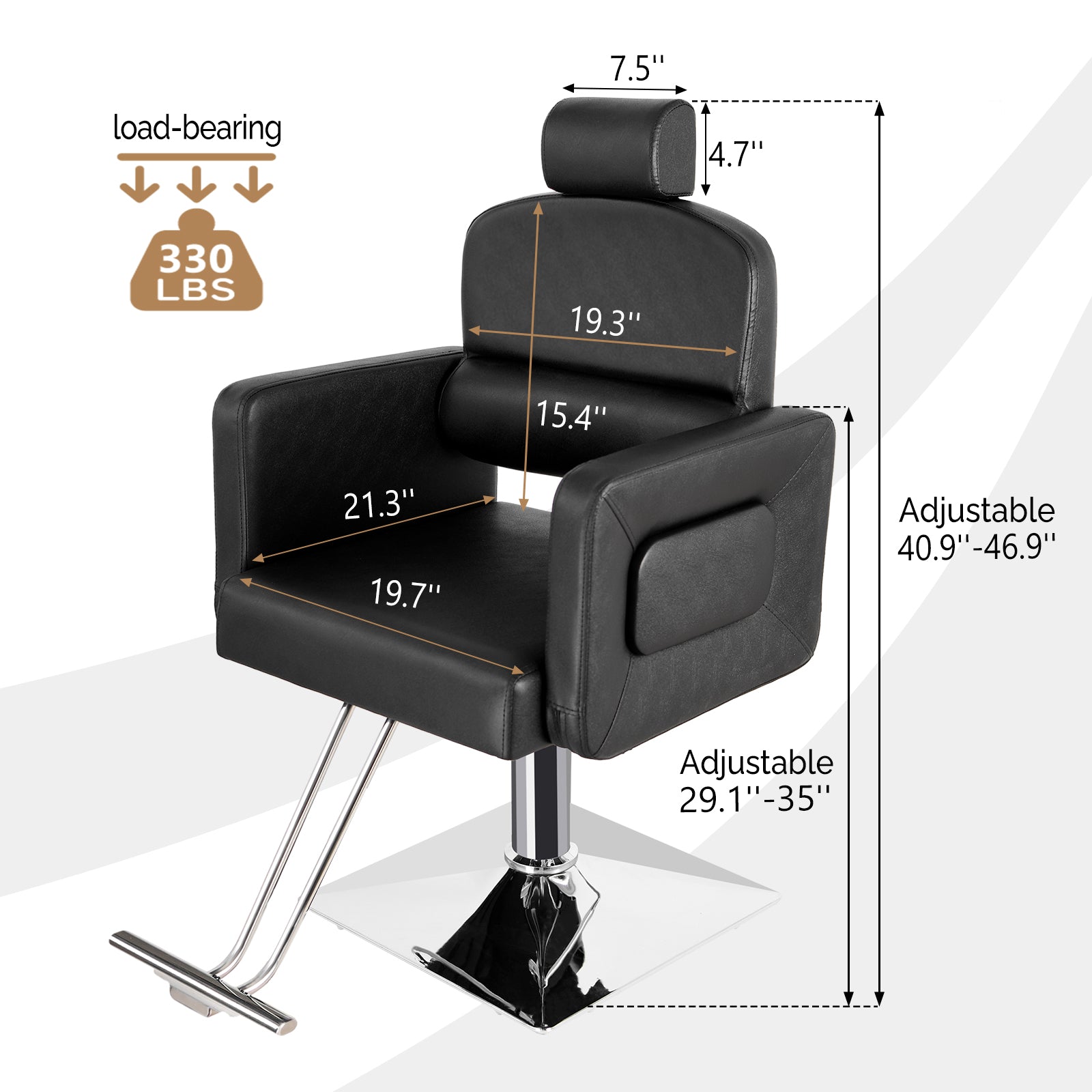 OmySalon SC1801 All Purpose Heavy Duty Reclining Minimalist Hair Salon Chair w/Headrest