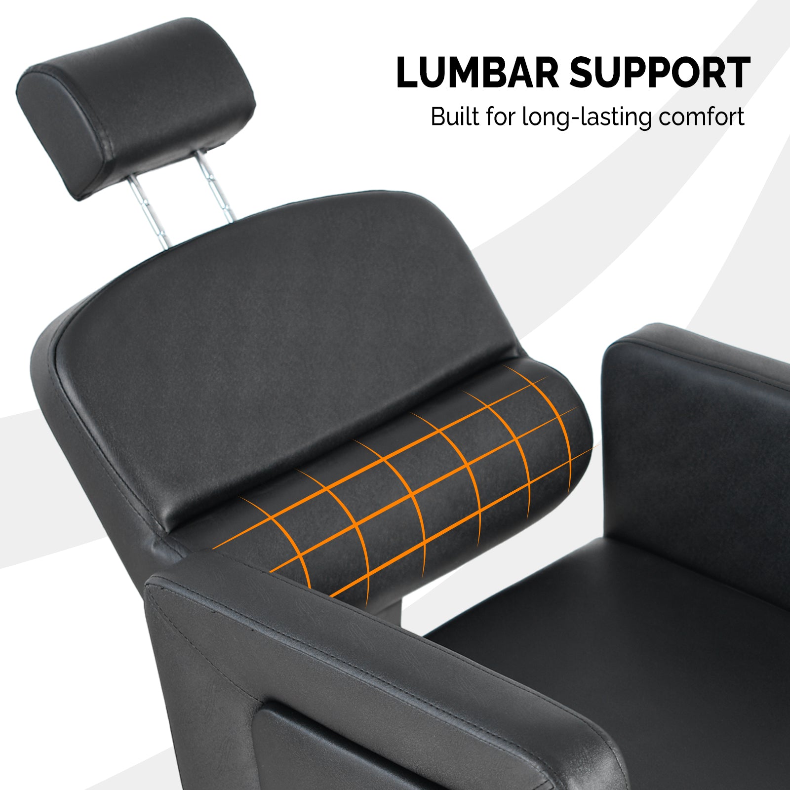 OmySalon SC1801 All Purpose Heavy Duty Reclining Minimalist Hair Salon Chair w/Headrest