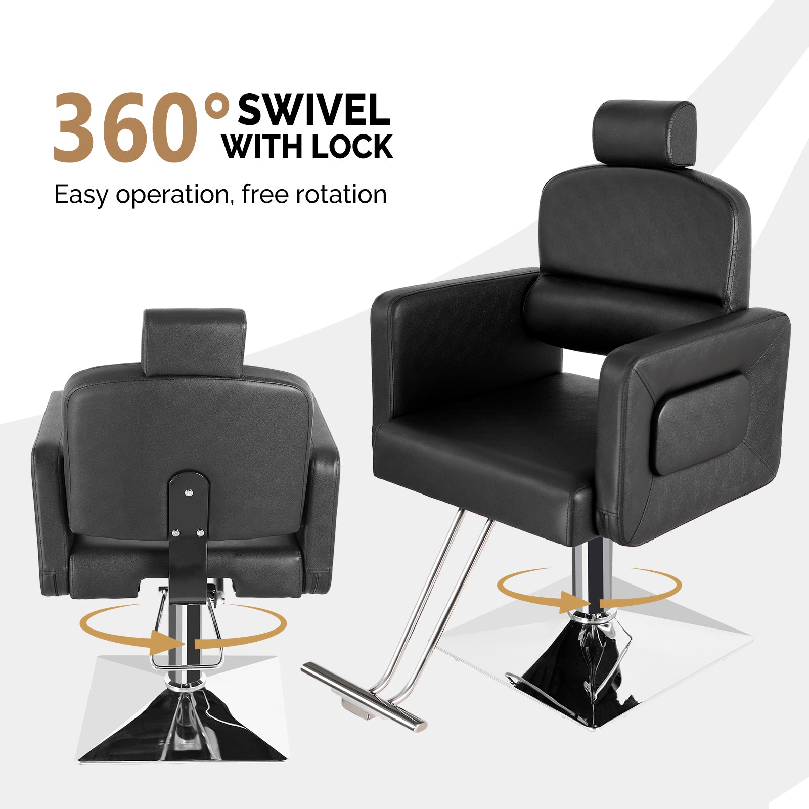 OmySalon SC1801 All Purpose Heavy Duty Reclining Minimalist Hair Salon Chair w/Headrest