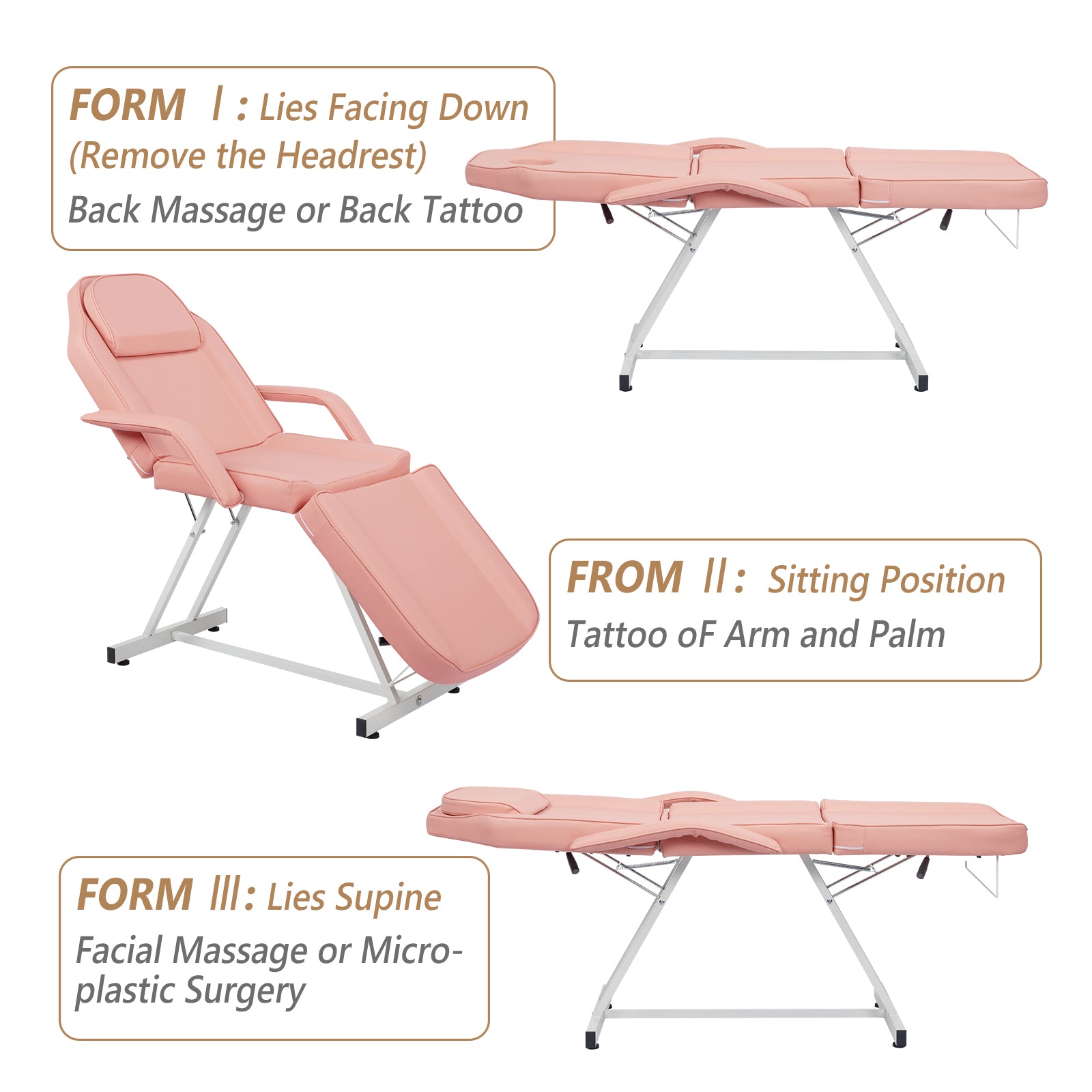 OmySalon 73in Adjustable Facial Massage Bed w/Hydraulic Rotating Stool