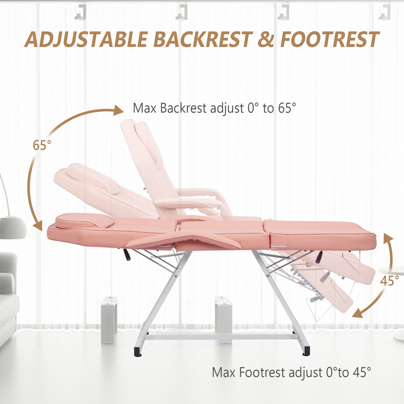 OmySalon 73in Adjustable Facial Massage Bed w/Hydraulic Rotating Stool