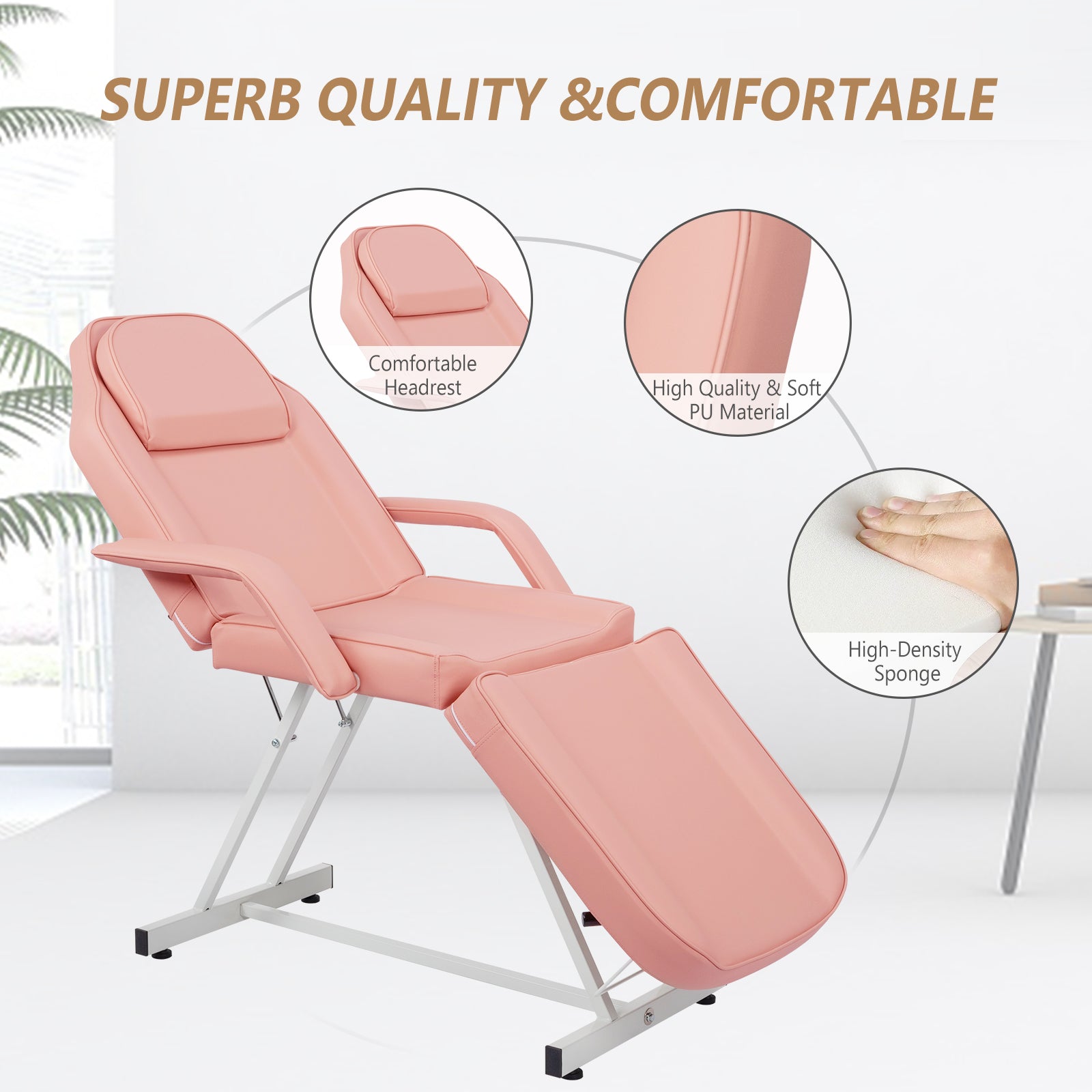 OmySalon SBWS 73in Adjustable Facial Massage Bed w/Hydraulic Rotating Stool