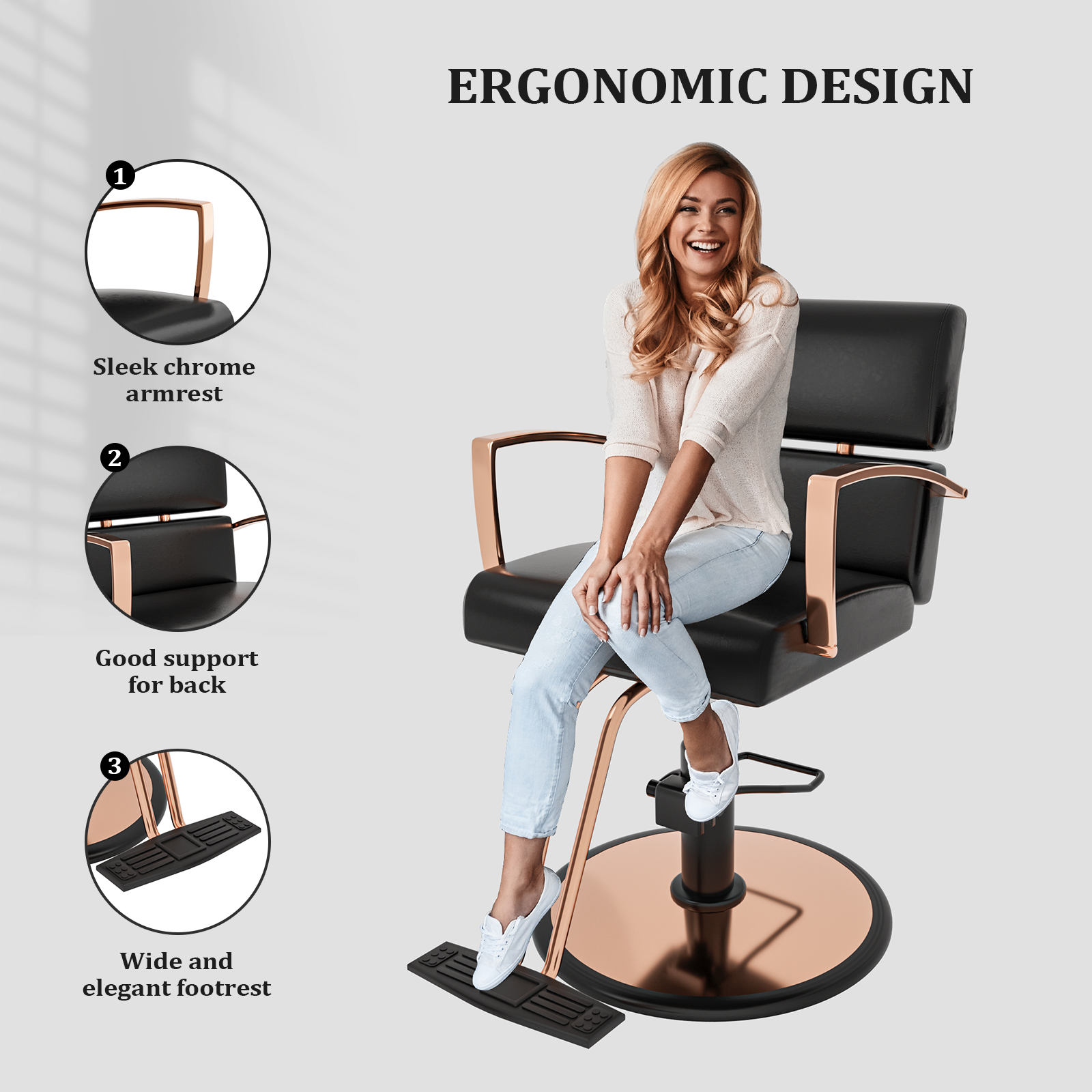 OmySalon Beauty Barber Chair Salon Hydraulic Styling Chair with 360 Degree Swivel