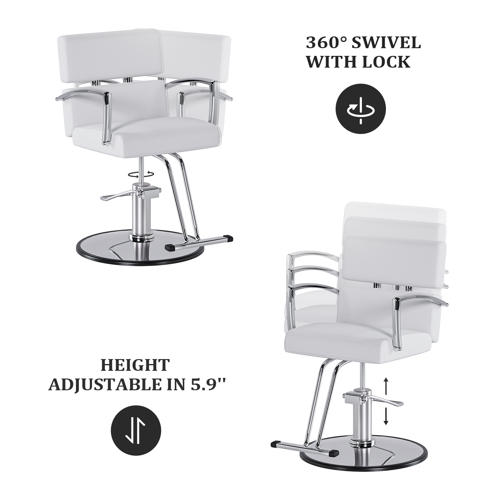 OmySalon SC01 Hydraulic 360-Degree Swivel Hair Stylist Salon Chair