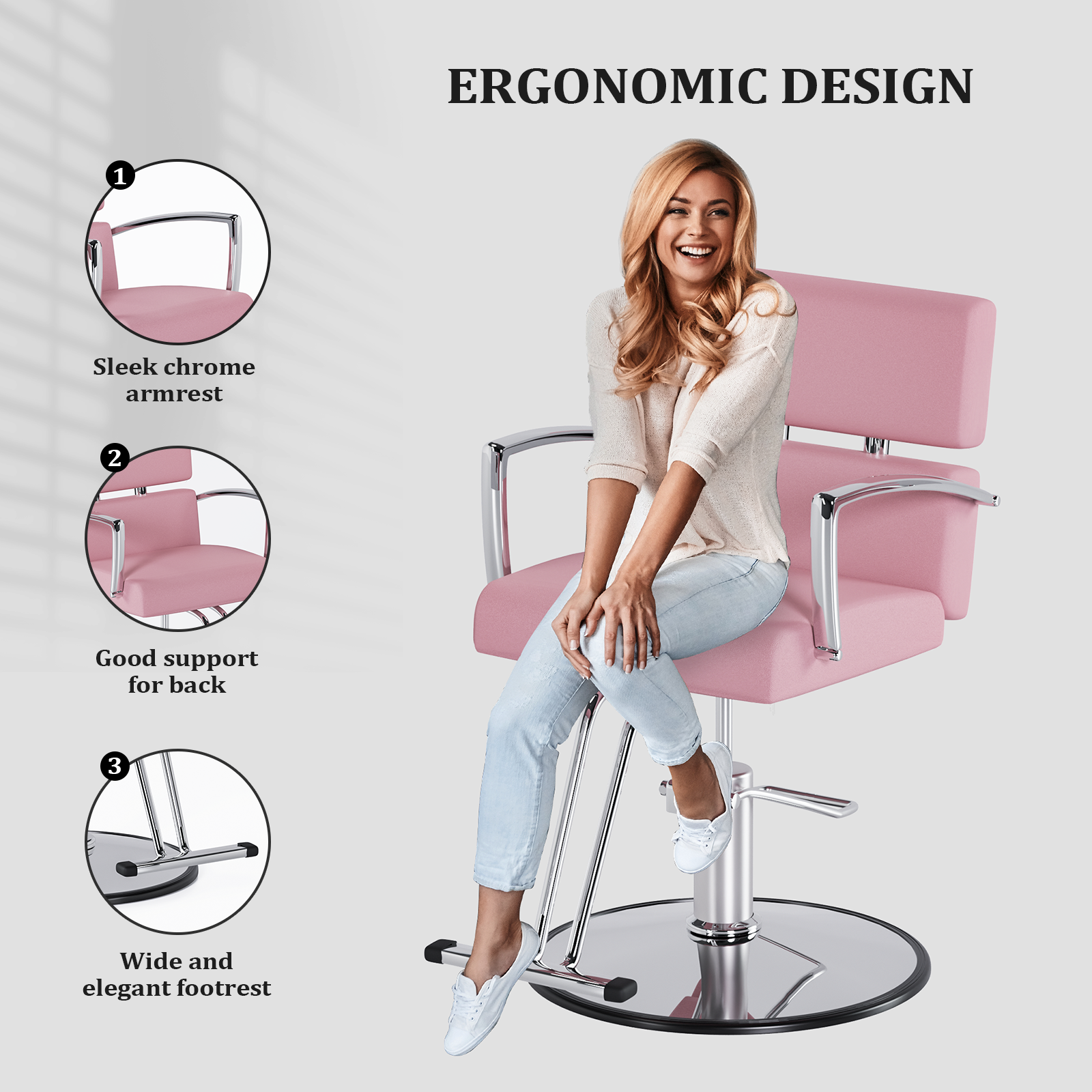 OmySalon Beauty Barber Chair Salon Hydraulic Styling Chair with 360 Degree Swivel