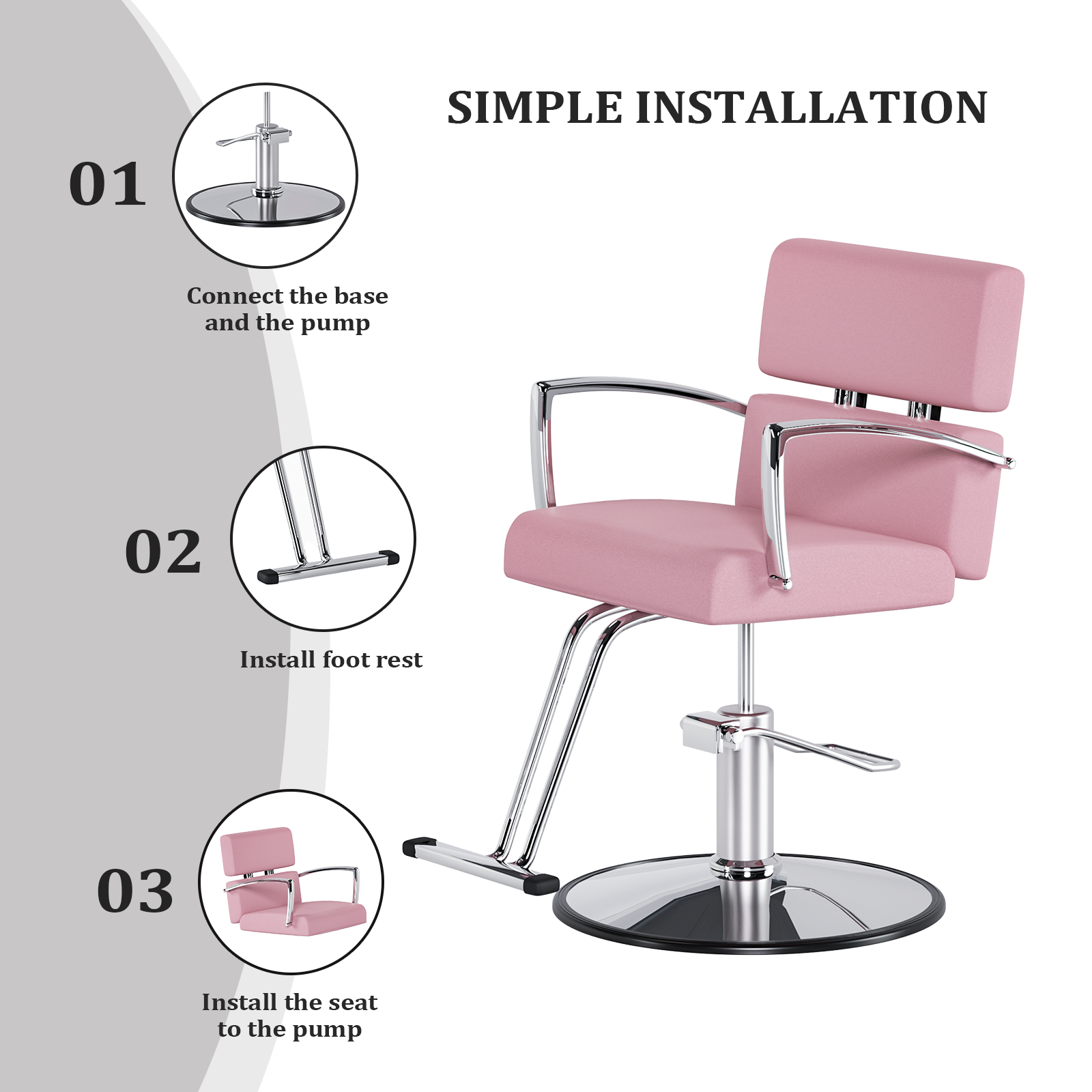OmySalon Beauty Barber Chair Salon Hydraulic Styling Chair with 360 Degree Swivel