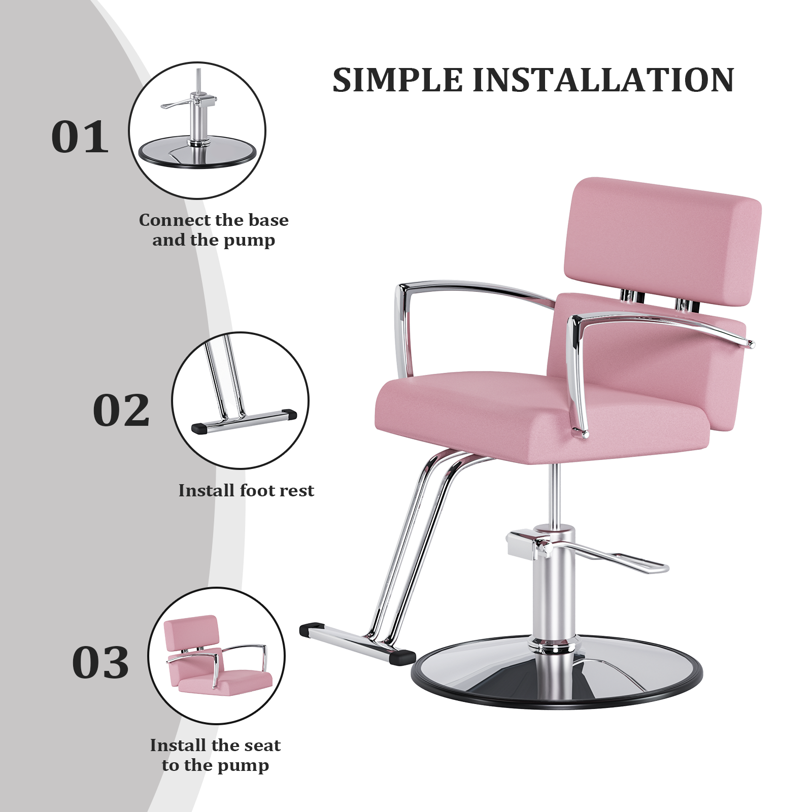 OmySalon SC01 Hydraulic 360-Degree Swivel Hair Stylist Salon Chair