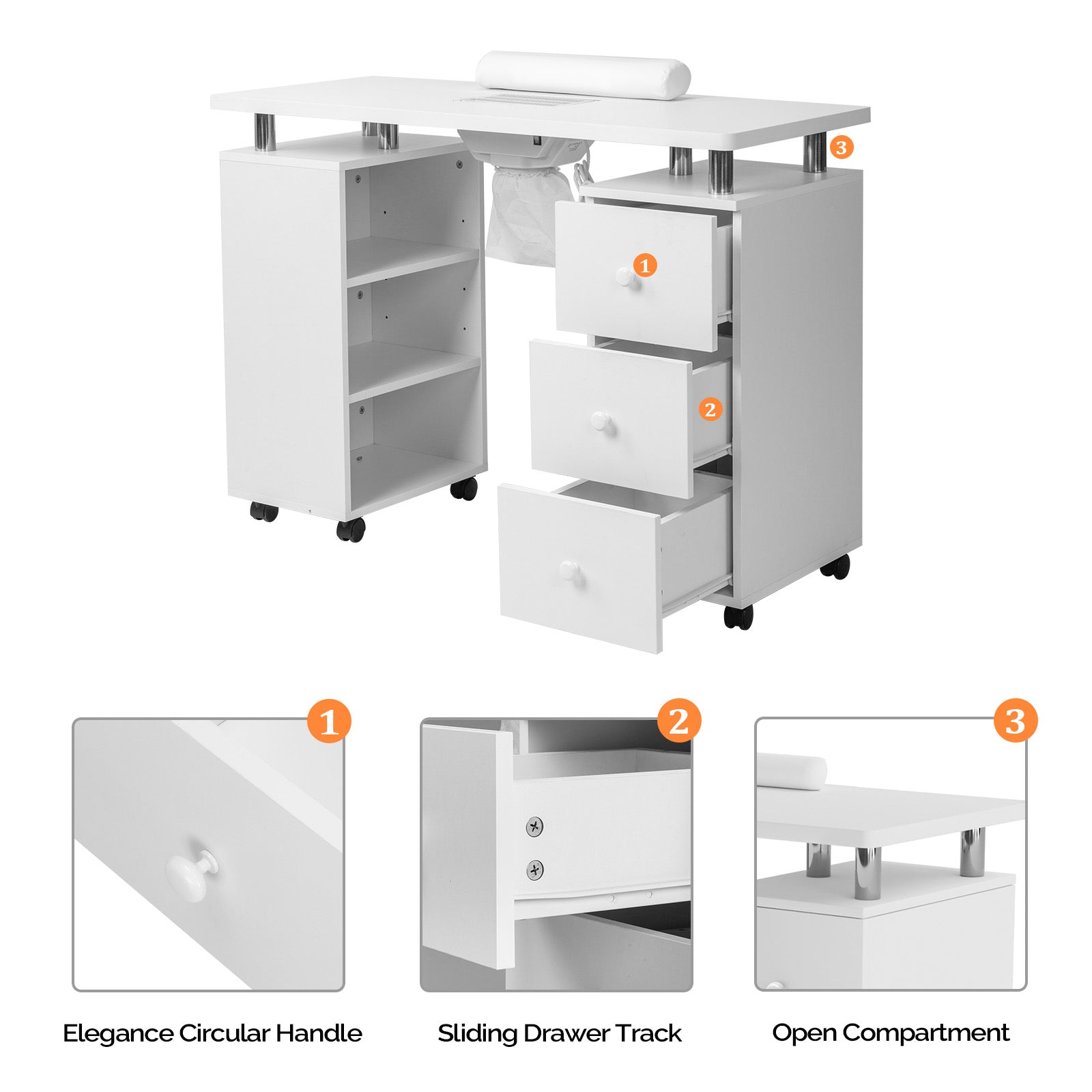 Omysalon Manicure Table w/Electric Dust Collector
