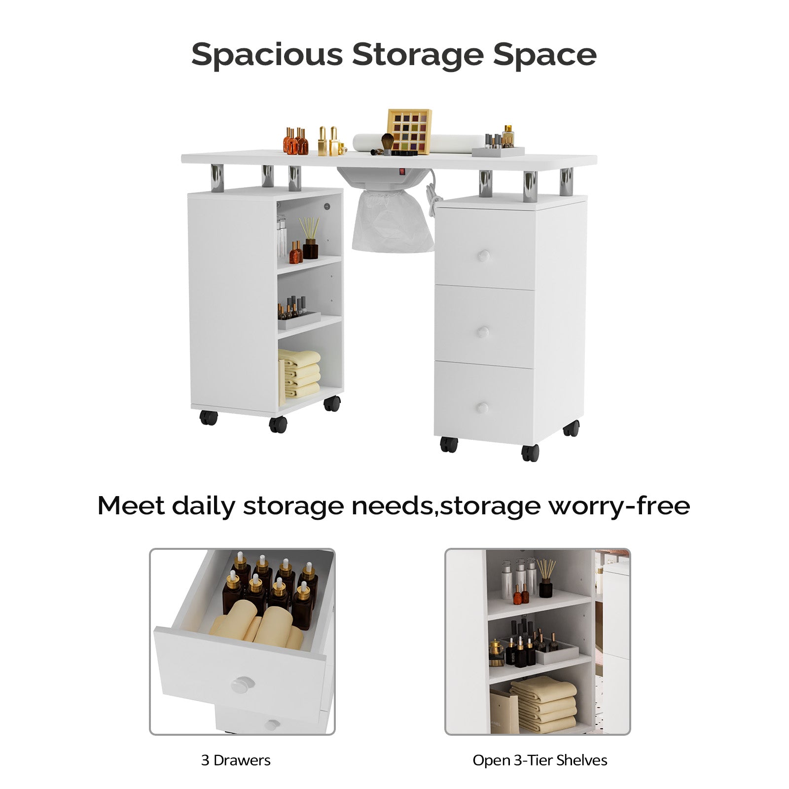 Omysalon Manicure Table w/Electric Dust Collector