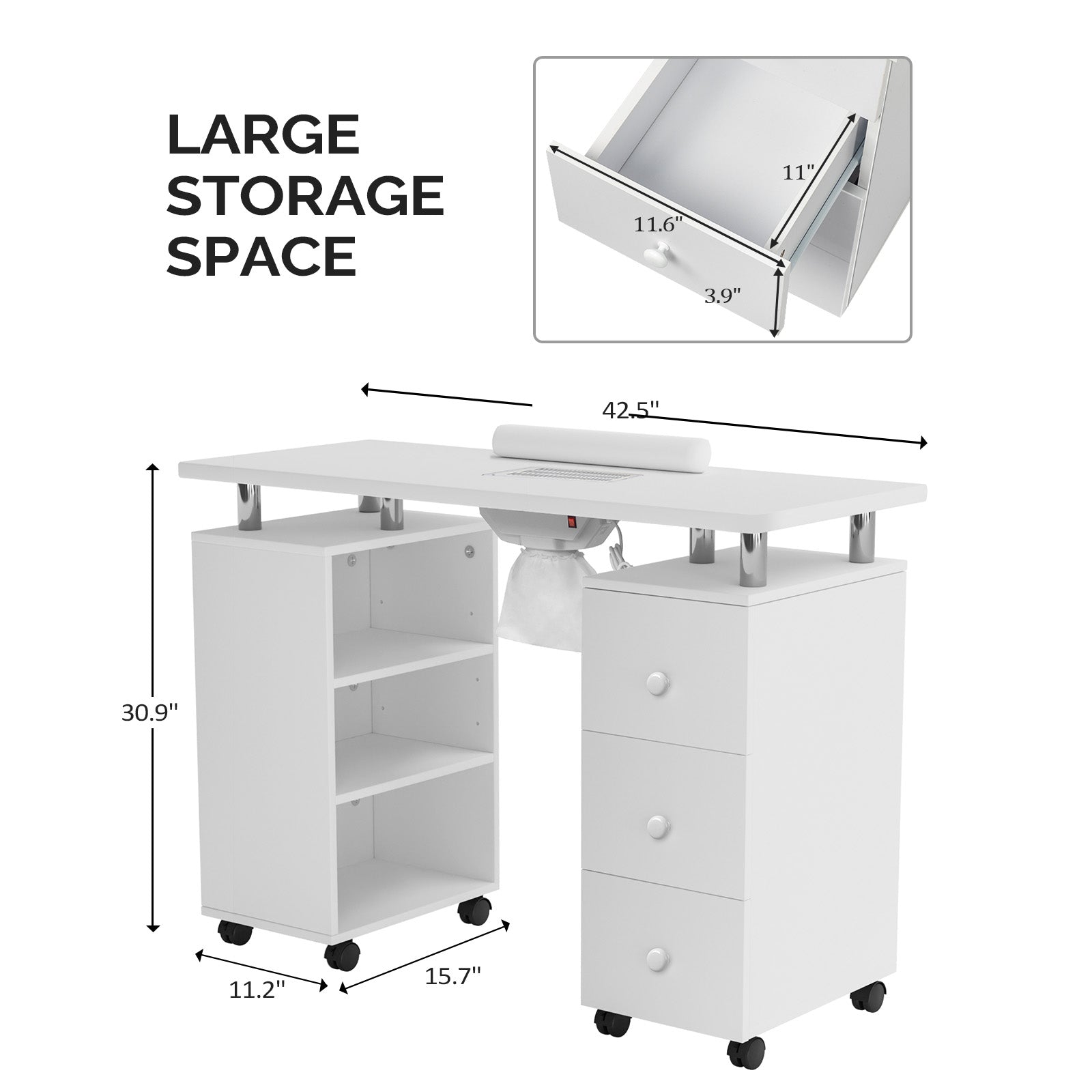 Omysalon Manicure Table w/Electric Dust Collector