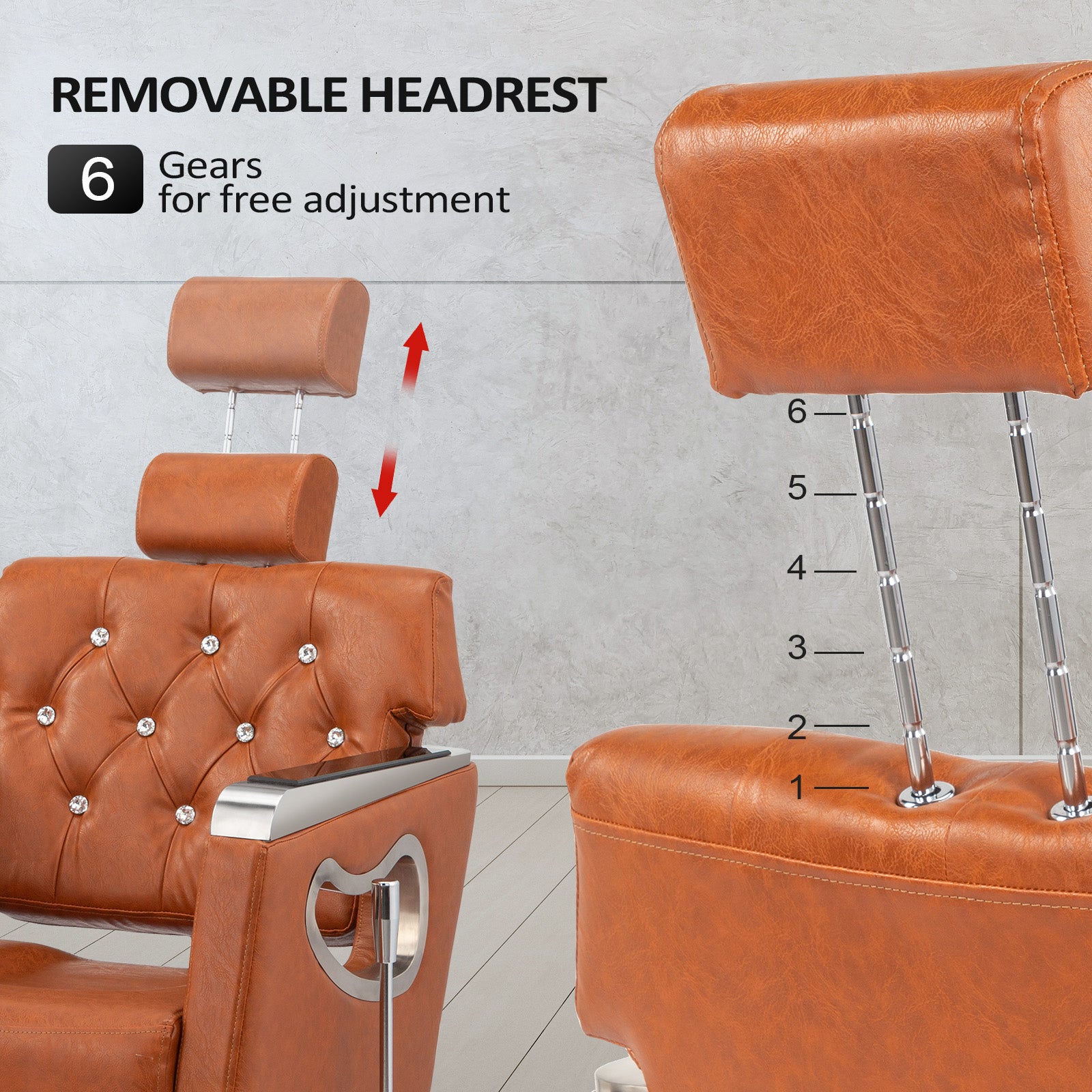 OmySalon SC1902 All Purpose Heavy Duty Reclining Hair Salon Chair w/Headrest and Acrylic Diamond Decorated Backrest