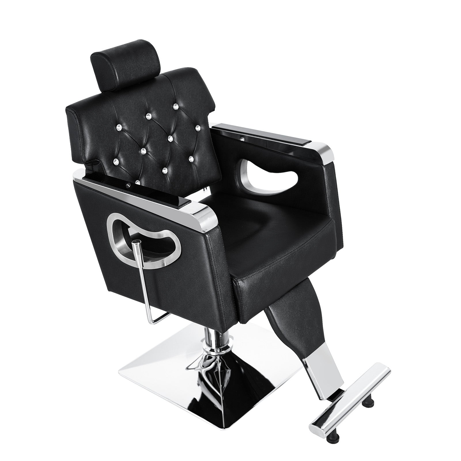 OmySalon SC1902 All Purpose Heavy Duty Reclining Hair Salon Chair w/Headrest and Acrylic Diamond Decorated Backrest