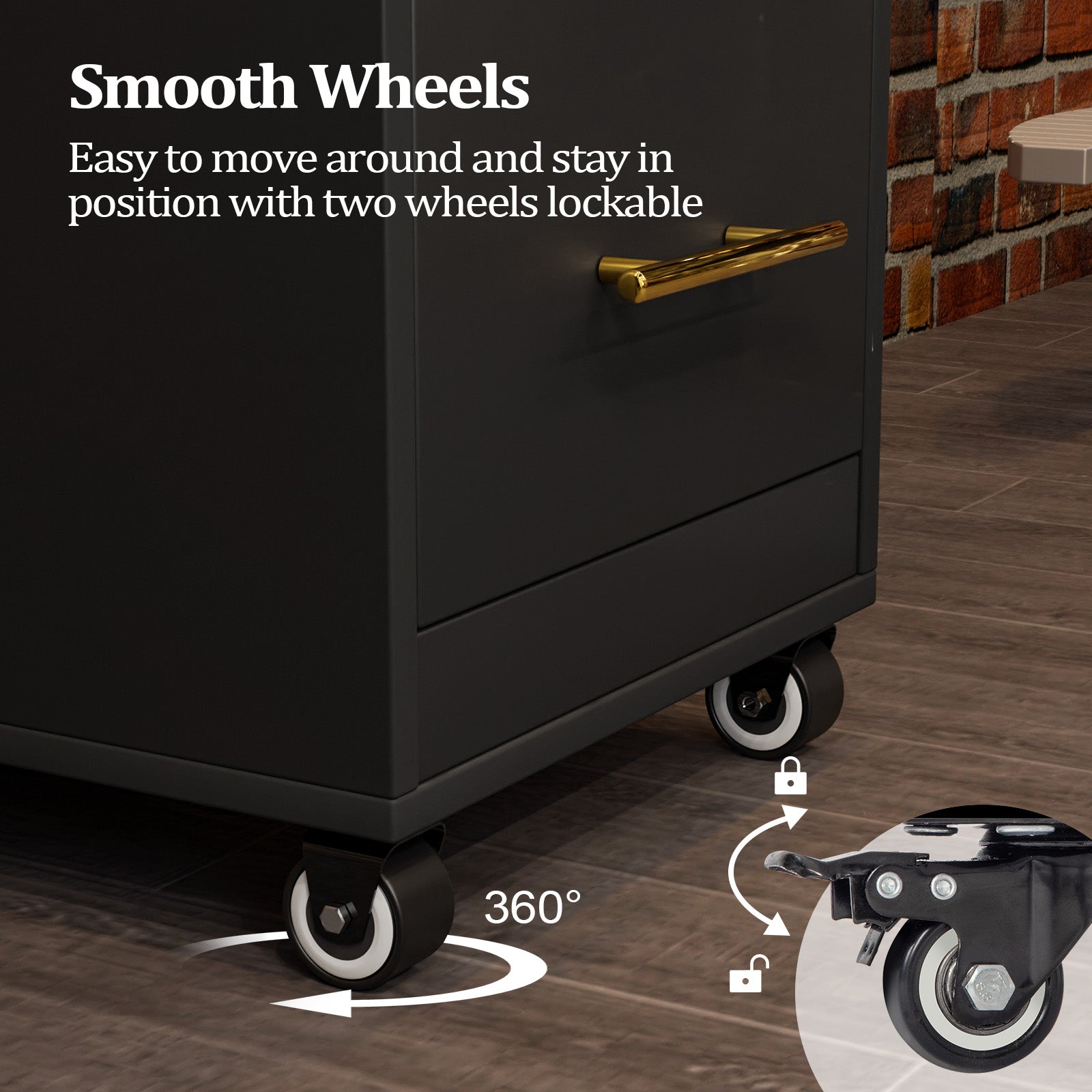 OmySalon ST1601 Wooden Mobile Salon Trolley Cart w/Wheels & 3 Drawers