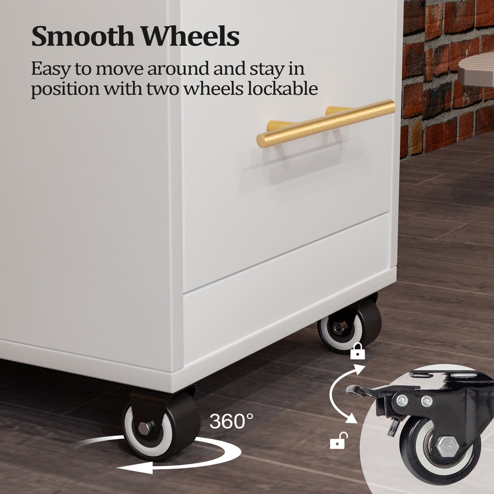OmySalon ST1601 Wooden Mobile Salon Trolley Cart w/Wheels & 3 Drawers