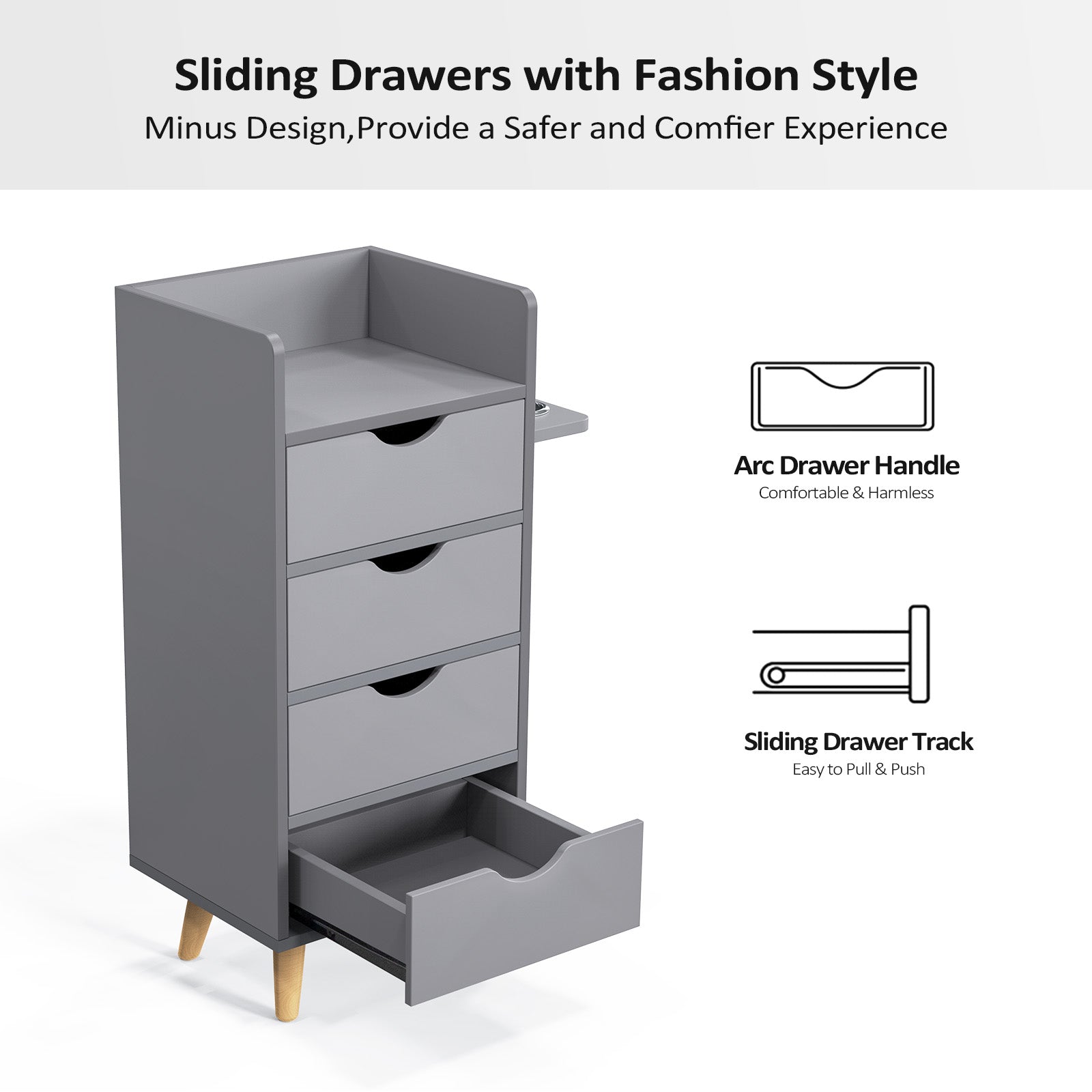 OmySalon HSC-16 4-Layer Salon Styling Storage Station w/4 Drawers 2 Hair Dryer Holders & Raised Table Legs
