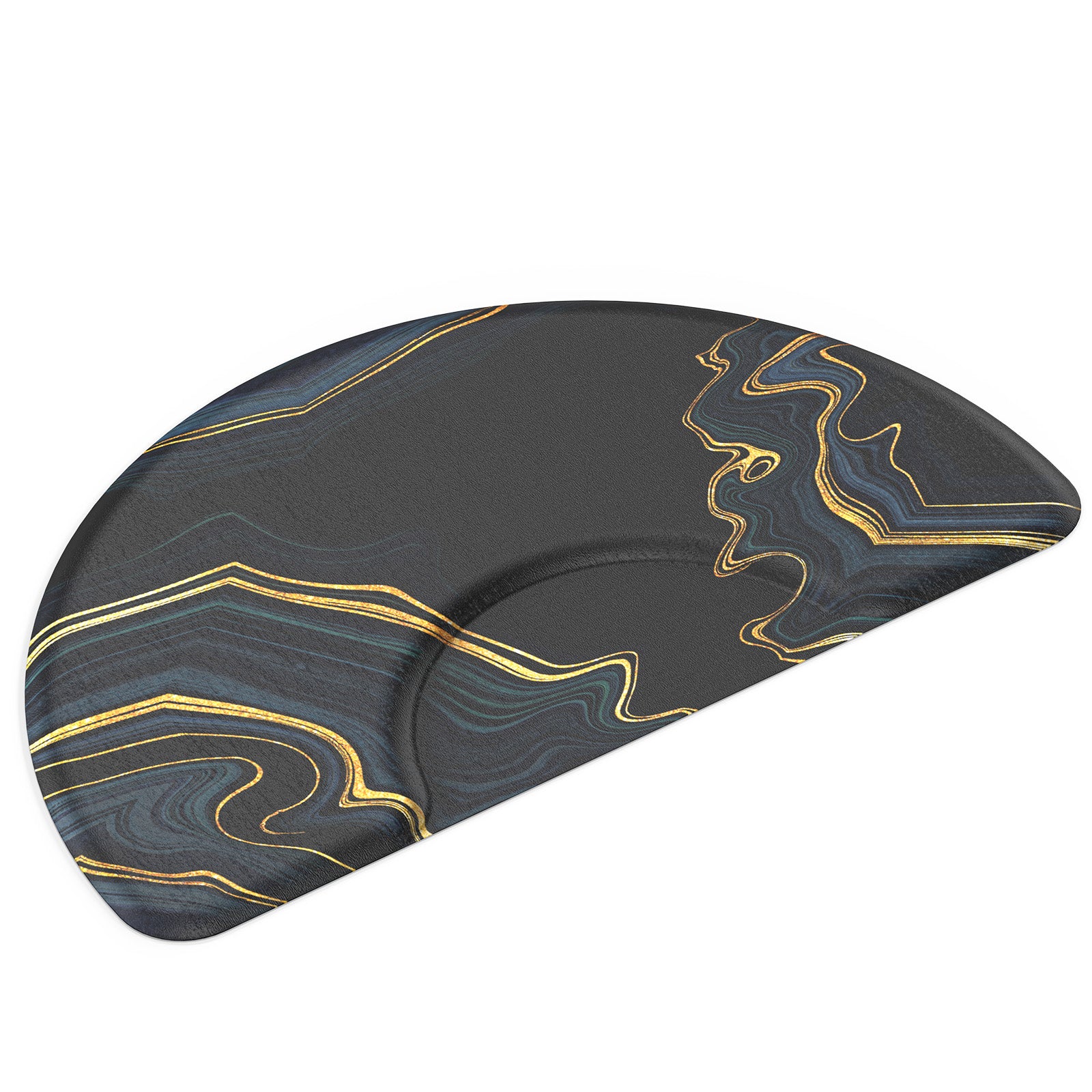 OmySalon 3'x5' Semi Circle Salon Anti Fatigue Mat with Round Cutout 5/8" Thick