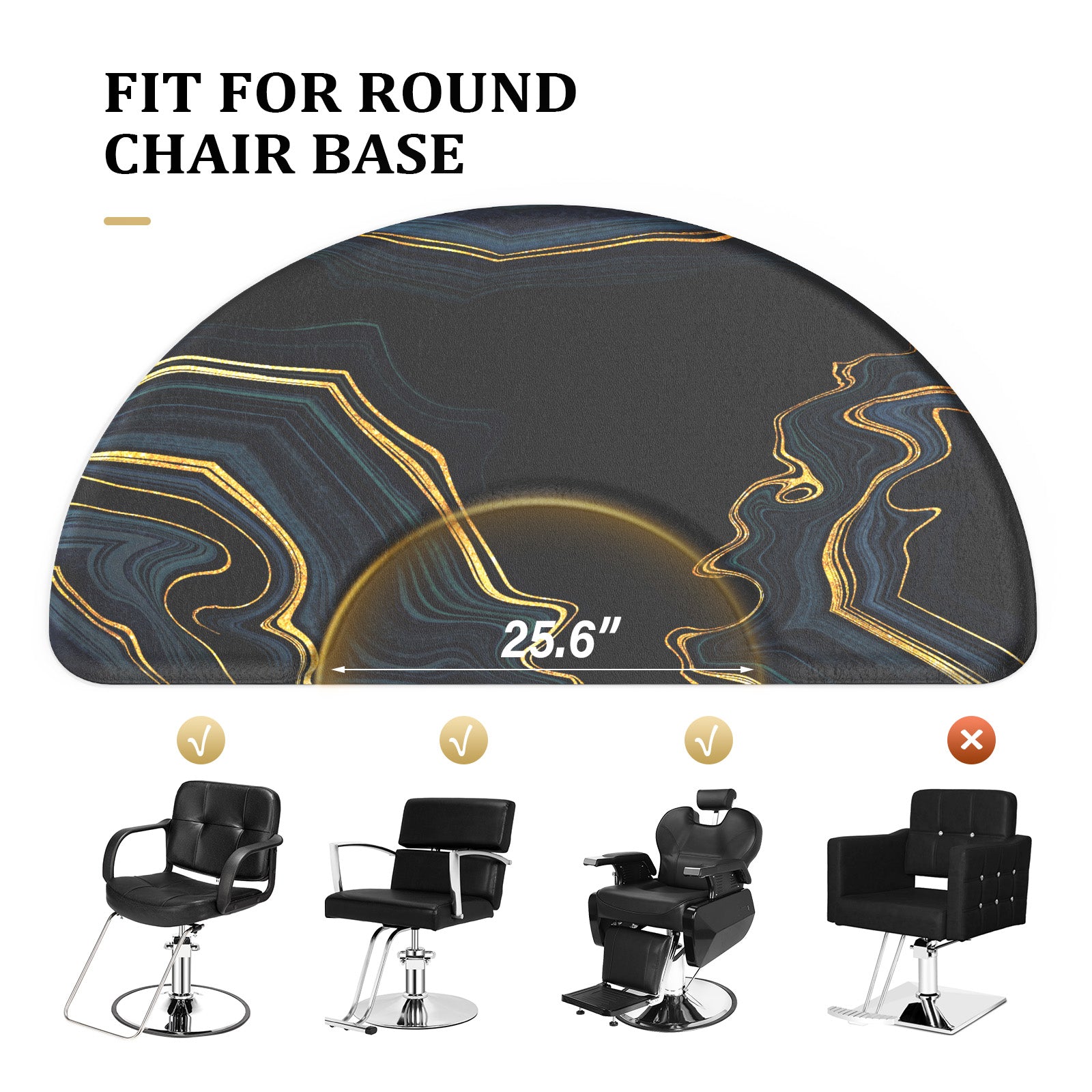 OmySalon 3'x5' Semi Circle Salon Anti Fatigue Mat with Round Cutout 5/8" Thick