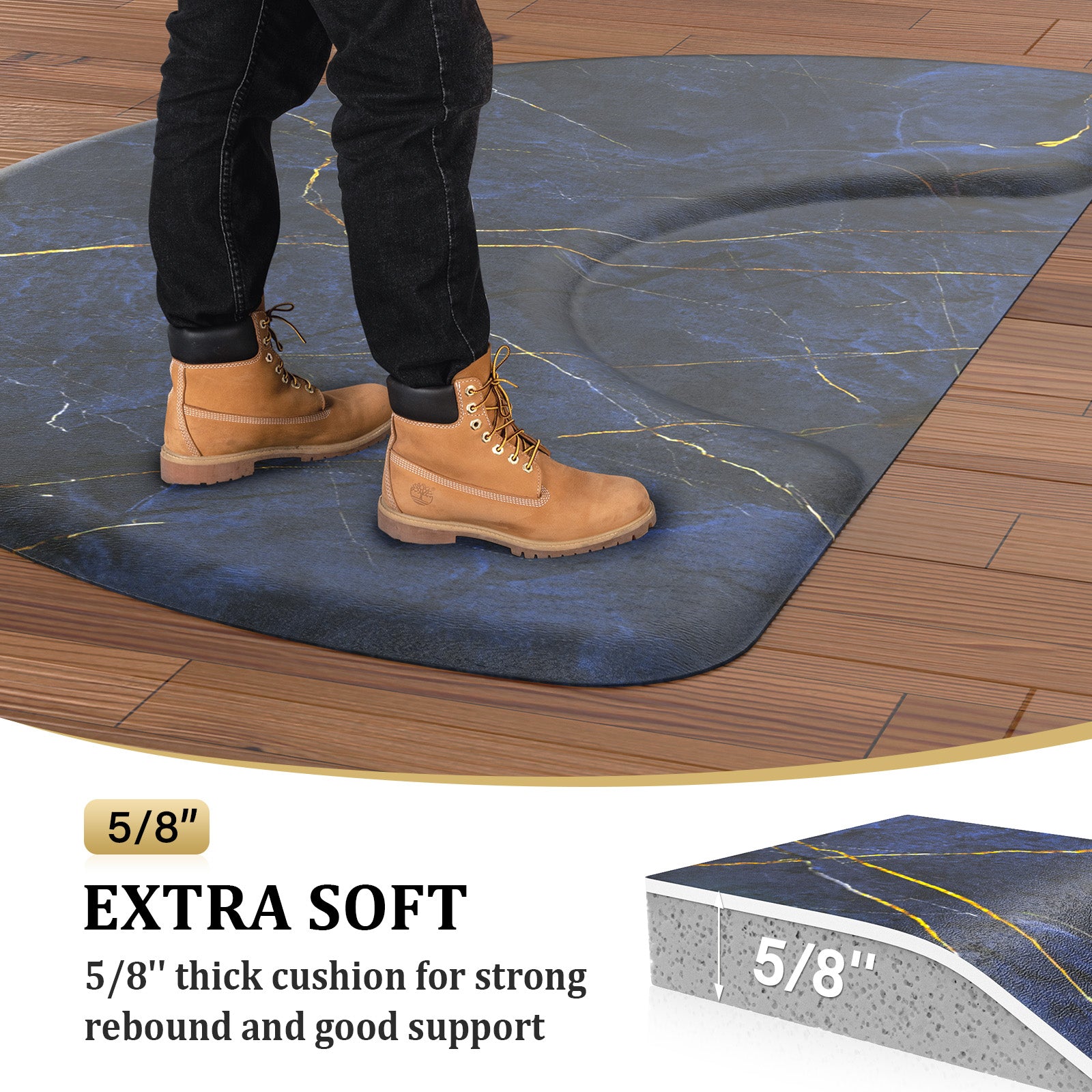 OmySalon 3'x5' Semi Circle Salon Anti Fatigue Mat with Round Cutout 5/8" Thick