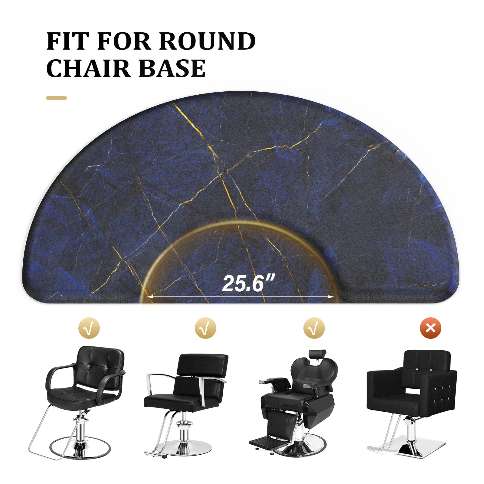 OmySalon 3'x5' Semi Circle Salon Anti Fatigue Mat with Round Cutout 5/8" Thick