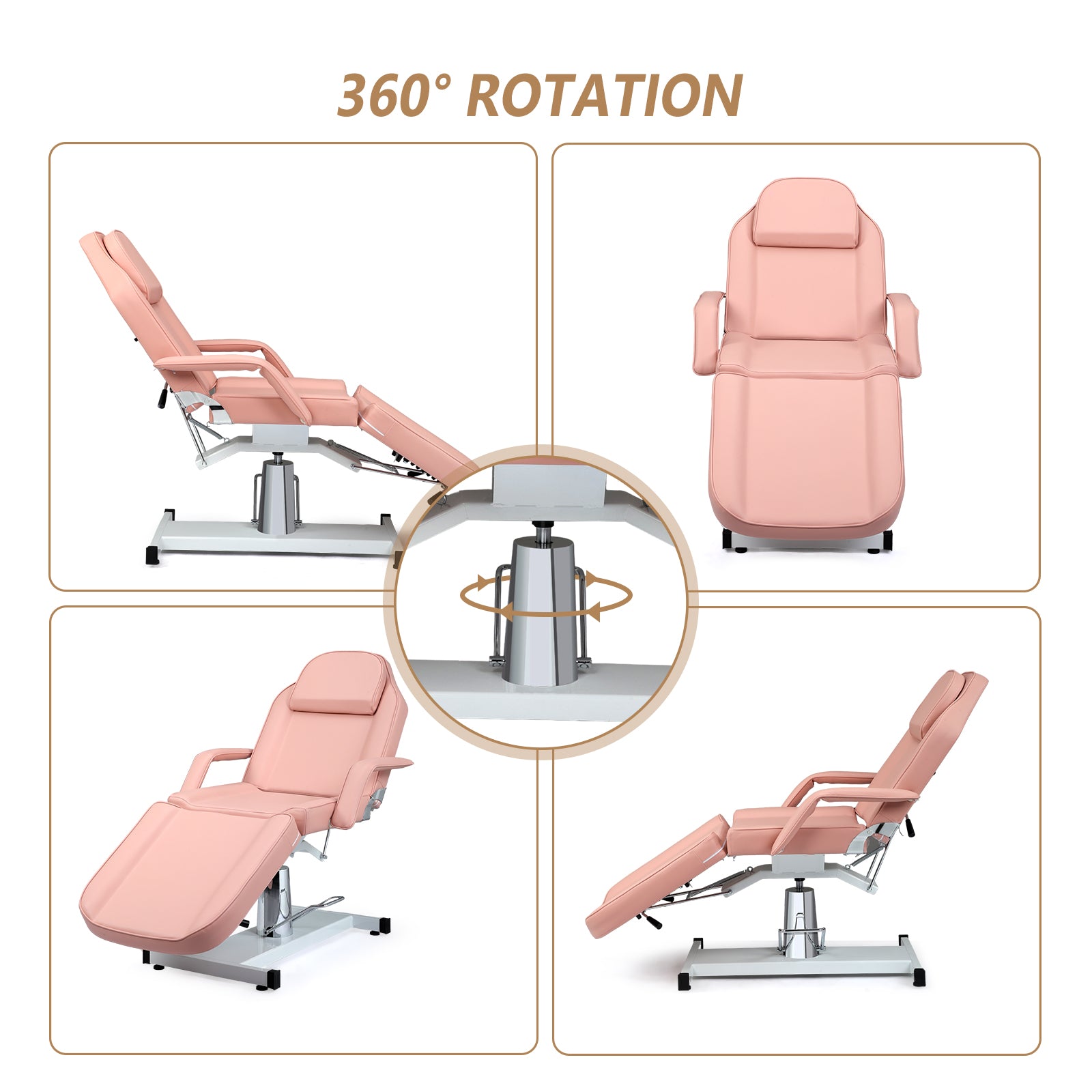 OmySalon SBWP 73in 360 Degree Rotating Hydraulic Height Adjustable Facial Massage Bed