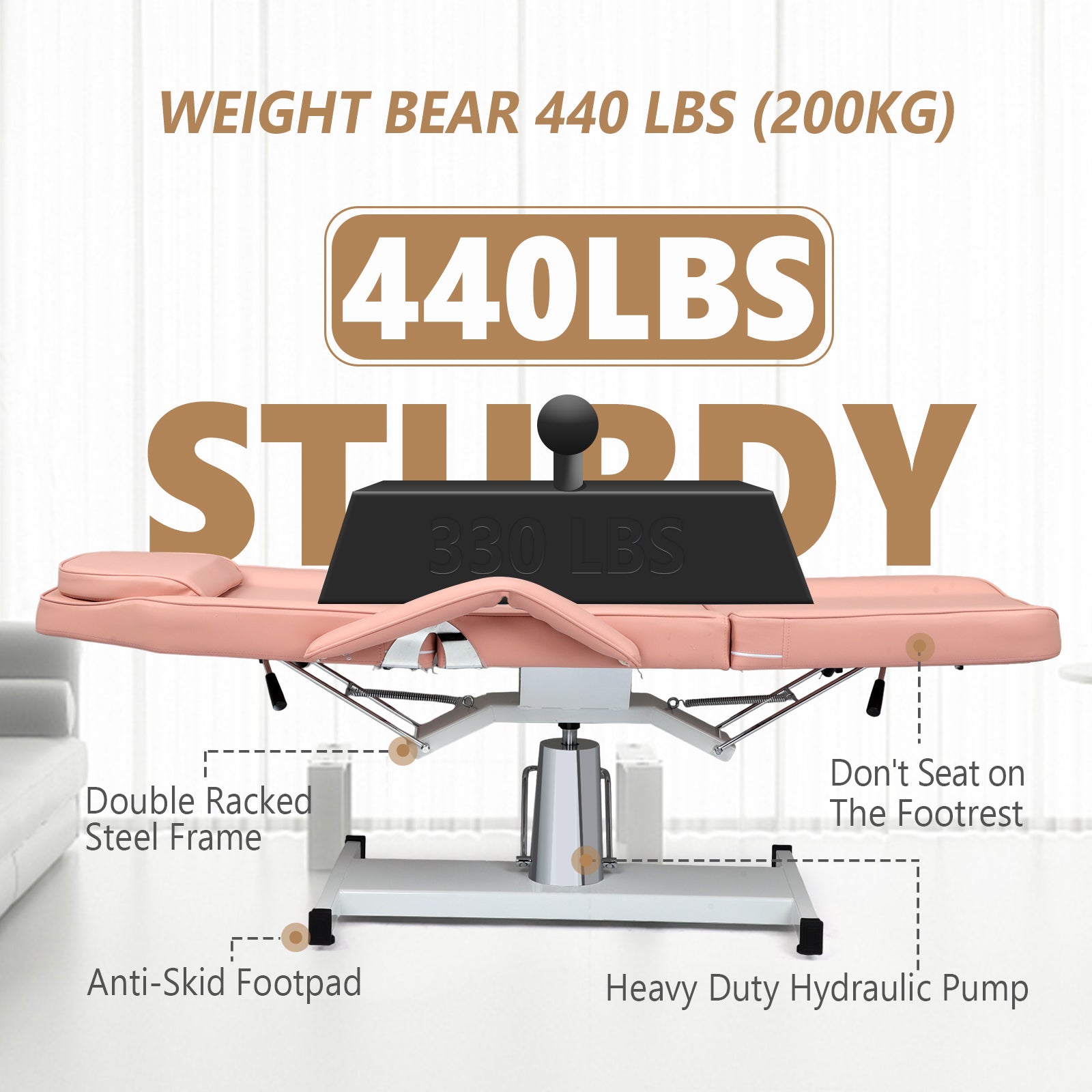 OmySalon SBWP 73in 360 Degree Rotating Hydraulic Height Adjustable Facial Massage Bed