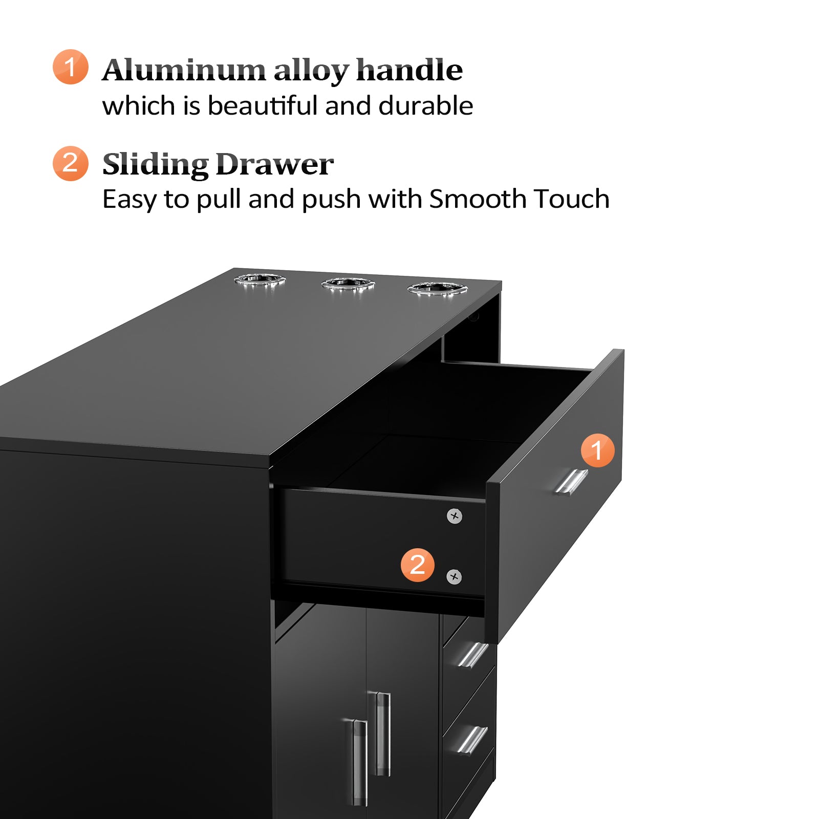 OmySalon HSC-22 Salon Station Cabinet Free Standing Styling Stations with 5 Drawers 1 Storage Cabinet 3 Hair Dryer Holders
